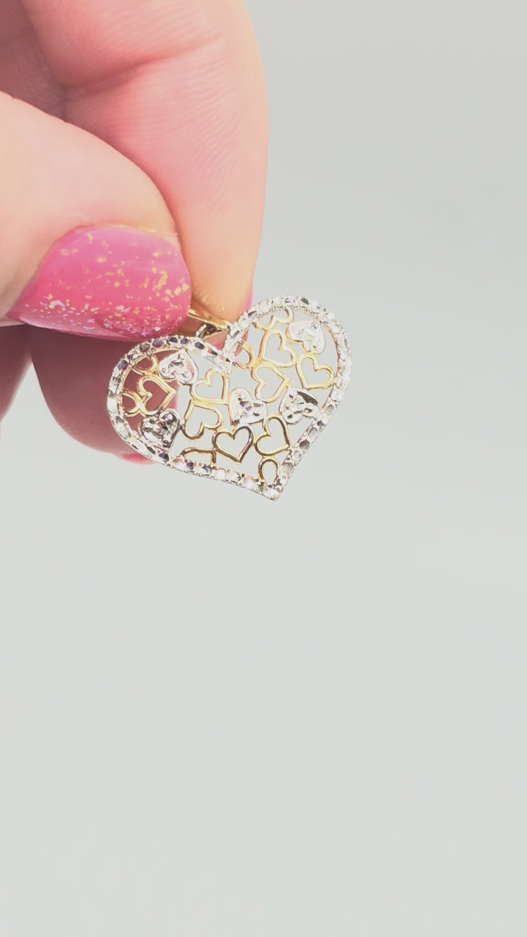 Michael Anthony Solid 14K Two-Tone Gold Filigree Heart Necklace Pendant