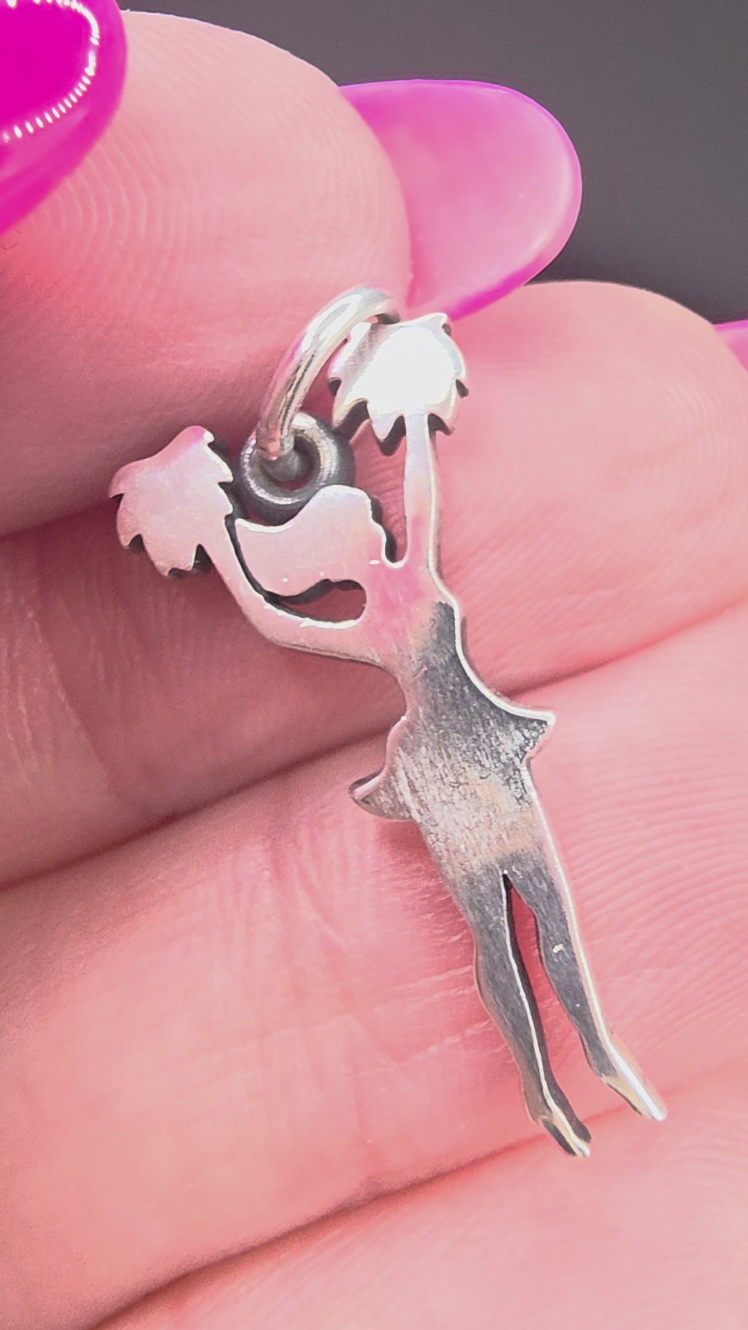 Retired James Avery Pom Pom Cheerleader 925 Sterling Silver Charm Pendant