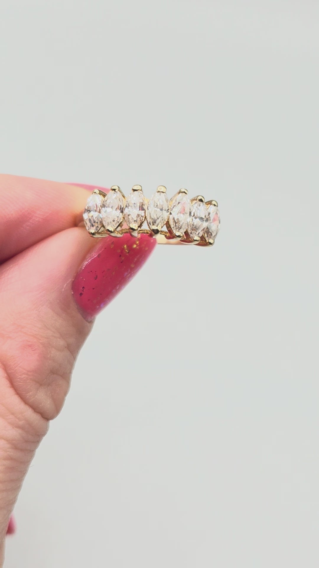 Fessenden & Co. Solid 10K Yellow Gold Marquise-Cut CZ Ring – Size 6.75