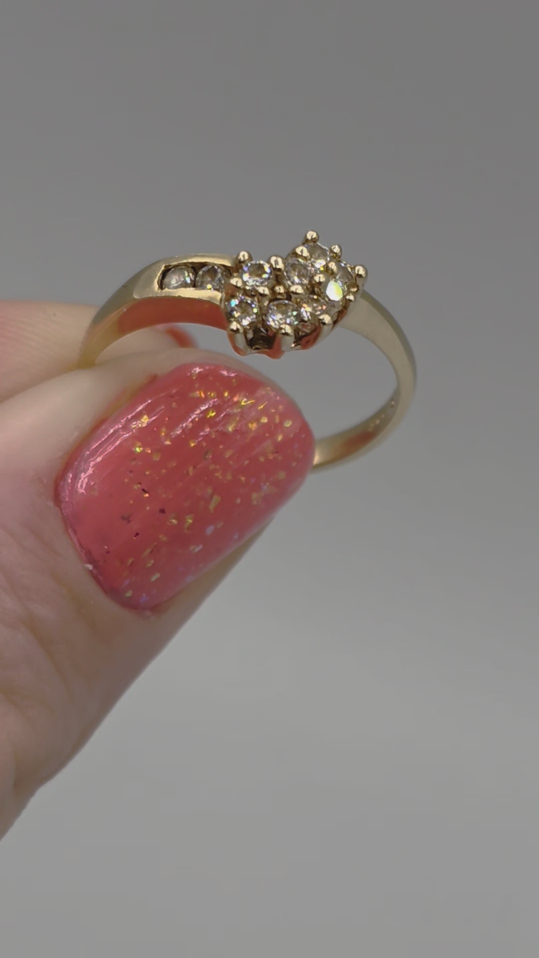 Solid 14K Yellow Gold Cluster Ring with Gemstones – Size 7.25