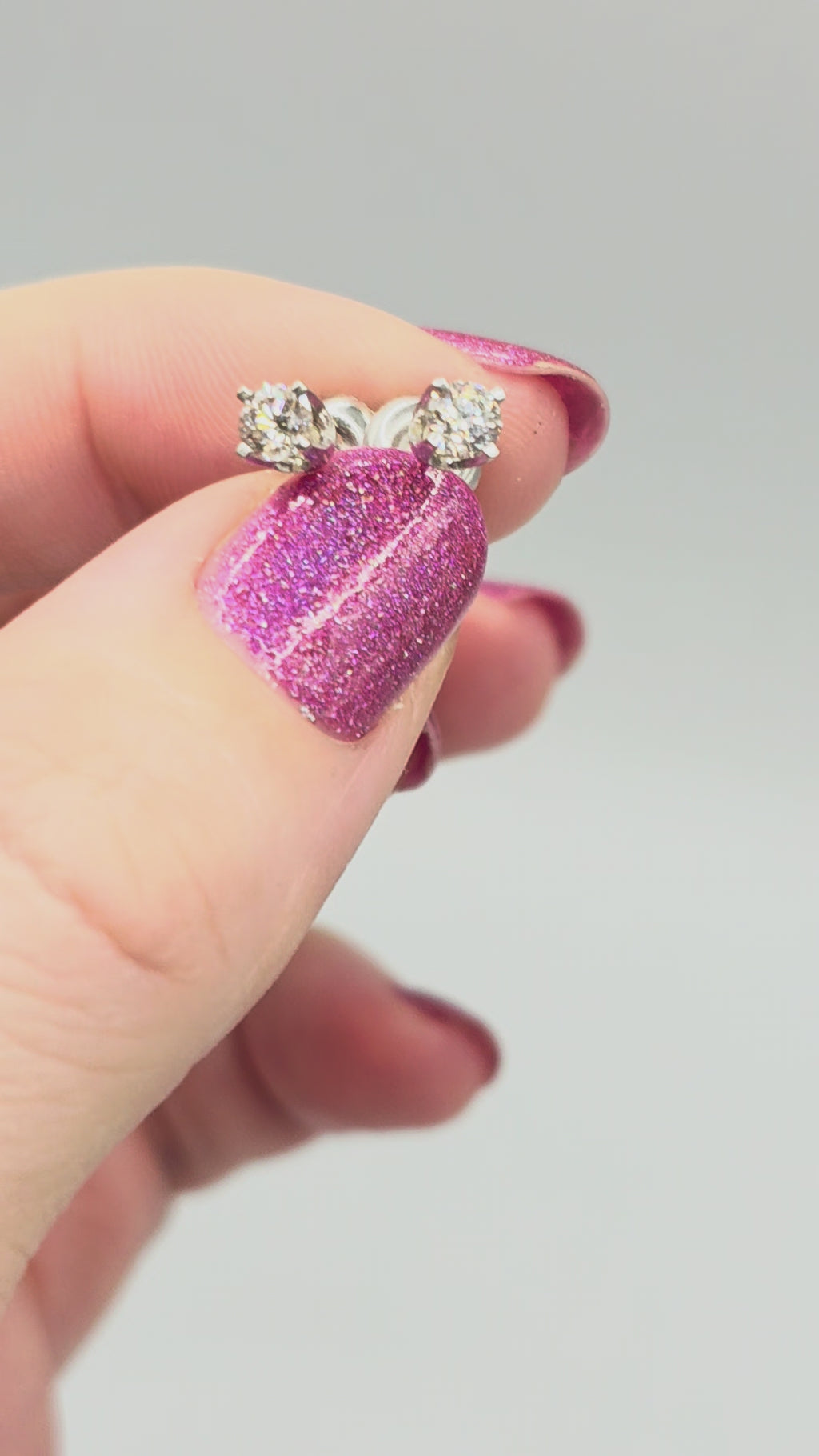 Solid 14K White Gold Diamond Stud Earrings with Screwbacks