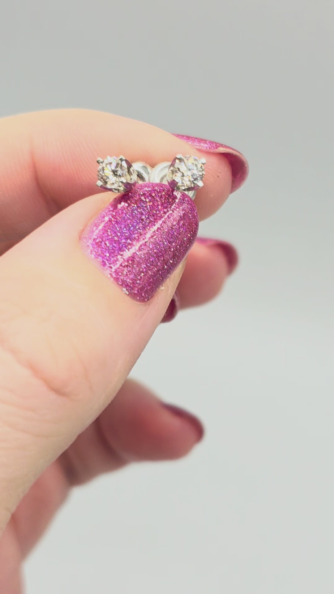 Solid 14K White Gold Diamond Stud Earrings with Screwbacks