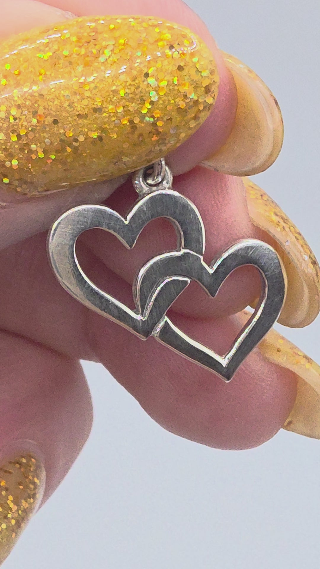 Retired James Avery 925 Sterling Silver Double Open Cupid Hearts Charm Pendant