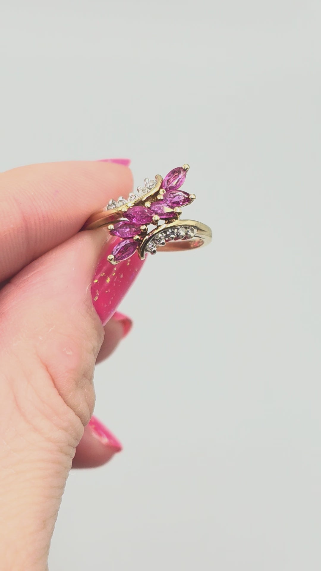 Solid 10K Yellow Gold Ring with Natural Rubies and Diamonds – Size 6.5