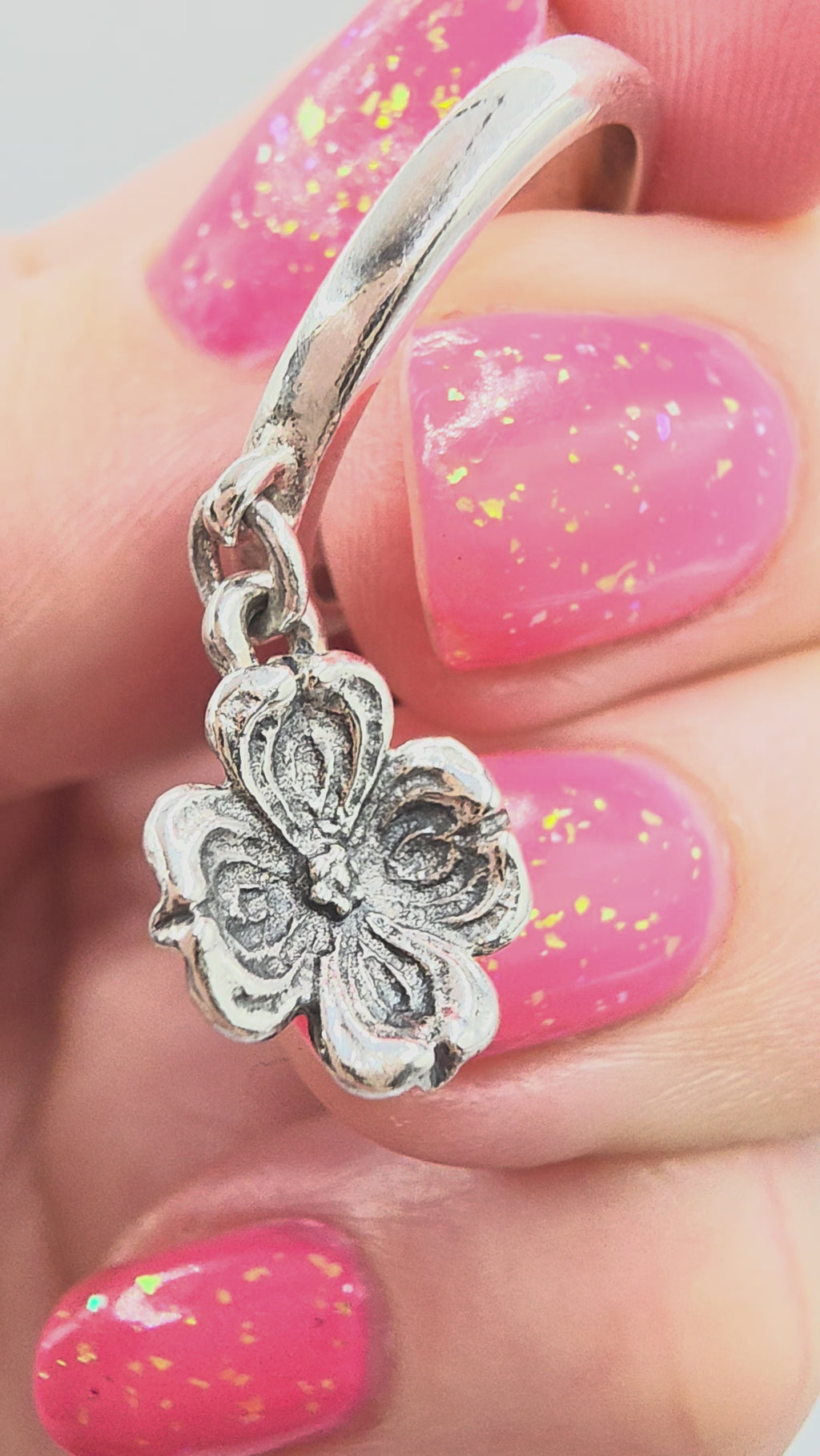 RETIRED James Avery Dogwood Flower Charm Ring - Size 5