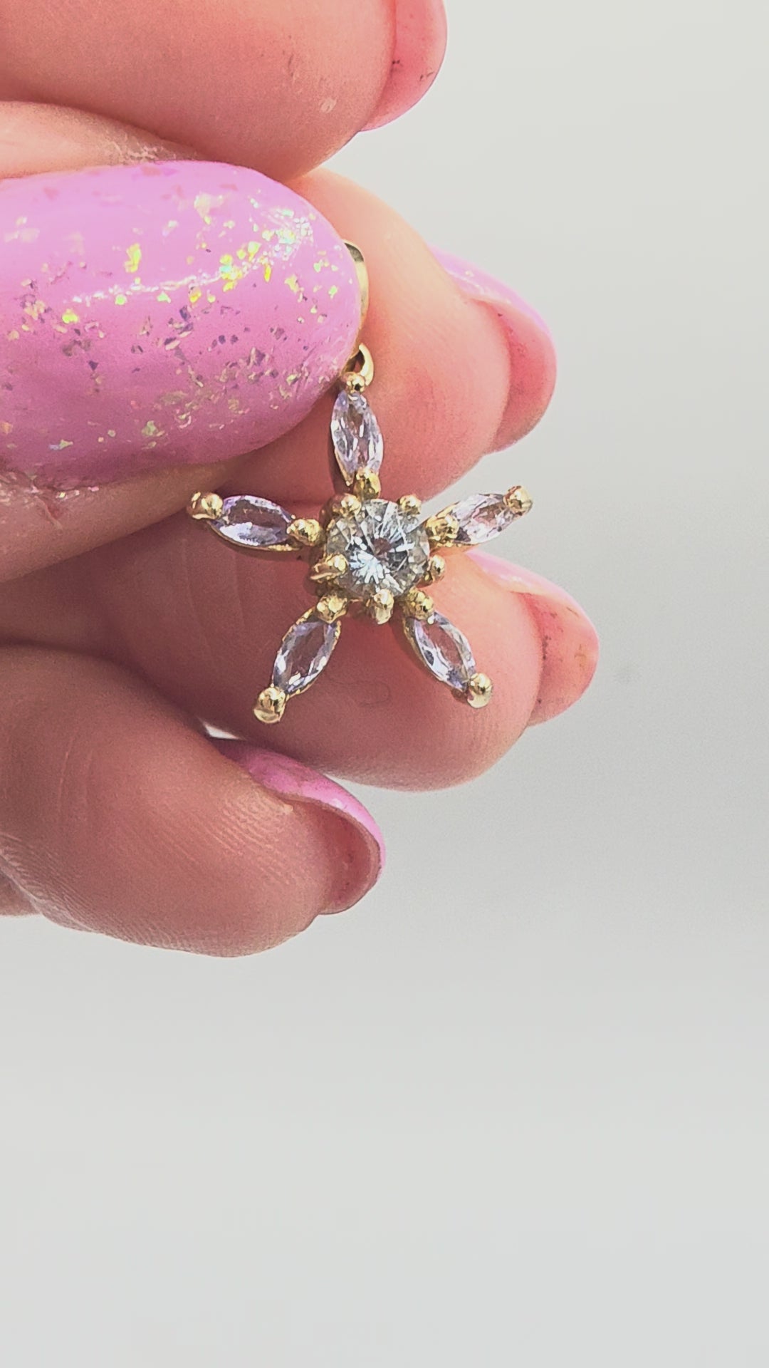 Solid 10K Yellow Gold Star Pendant with Blue Topaz and Tanzanite