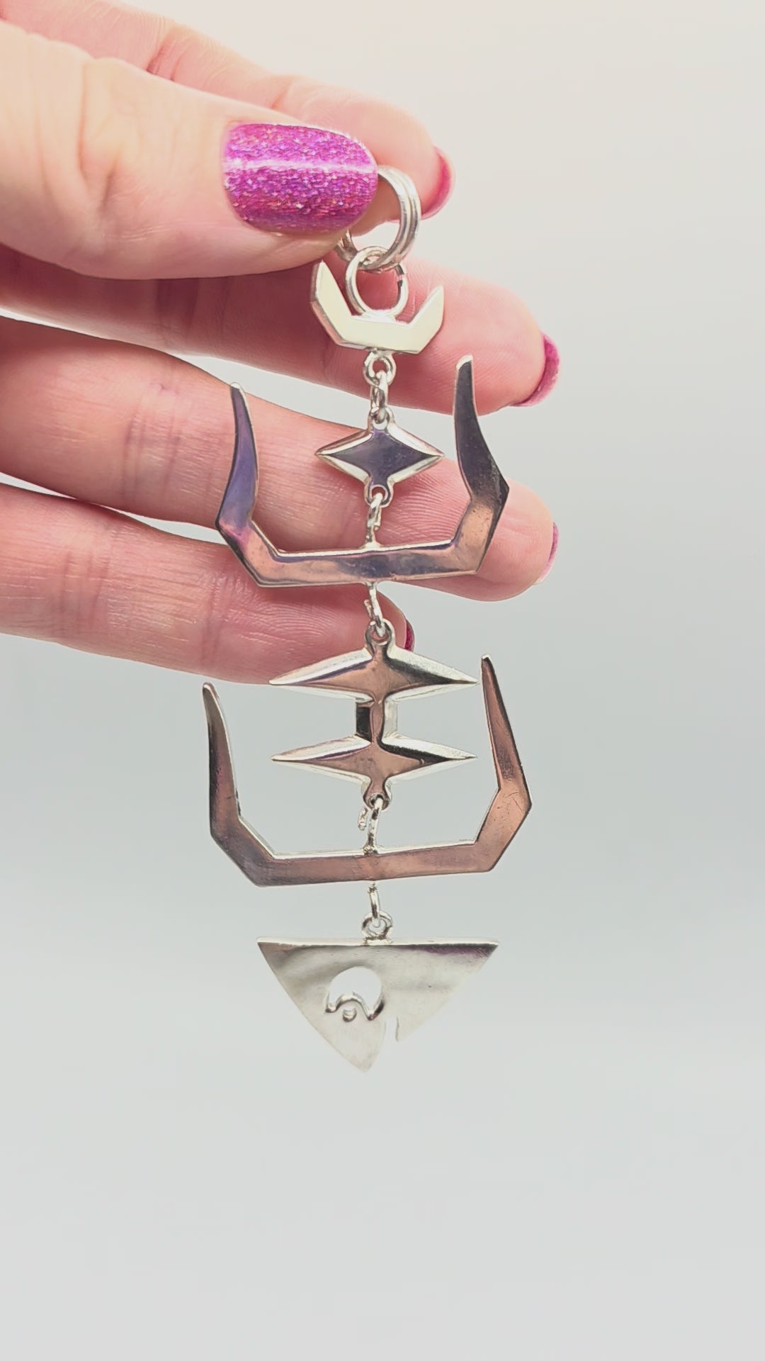 925 Sterling Silver Articulating Fish Bones Necklace Pendant - 4 Inches