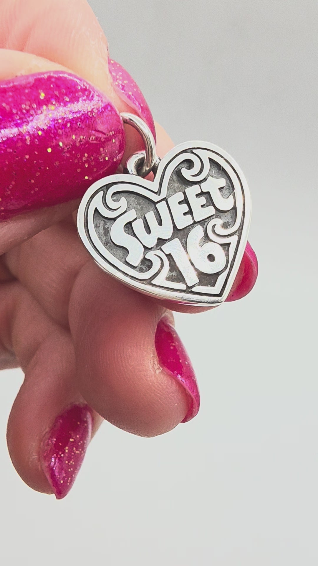 James Avery 925 Sterling Silver Sweet 16 Heart Charm Pendant
