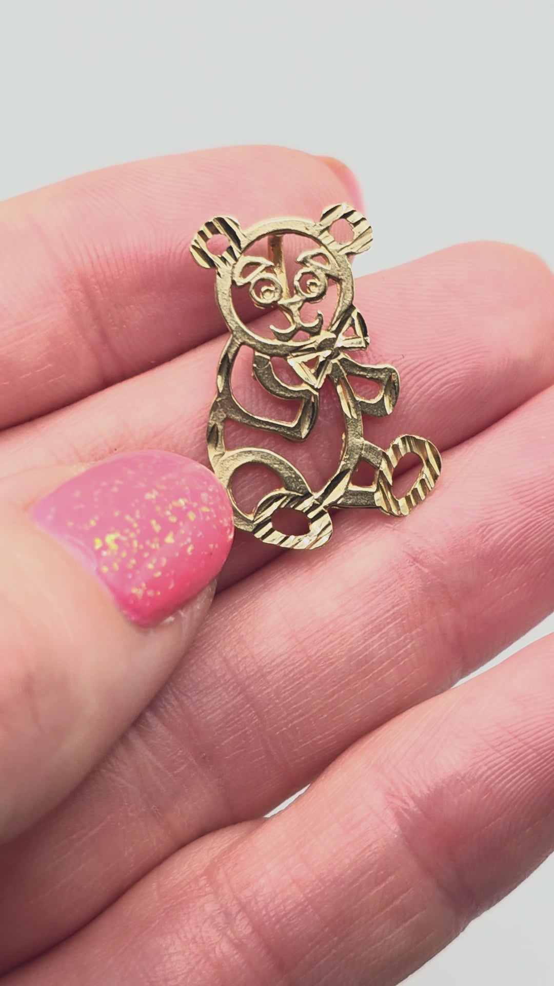 Michael Anthony Solid 14K Yellow Gold Teddy Bear Panda Necklace Pendant