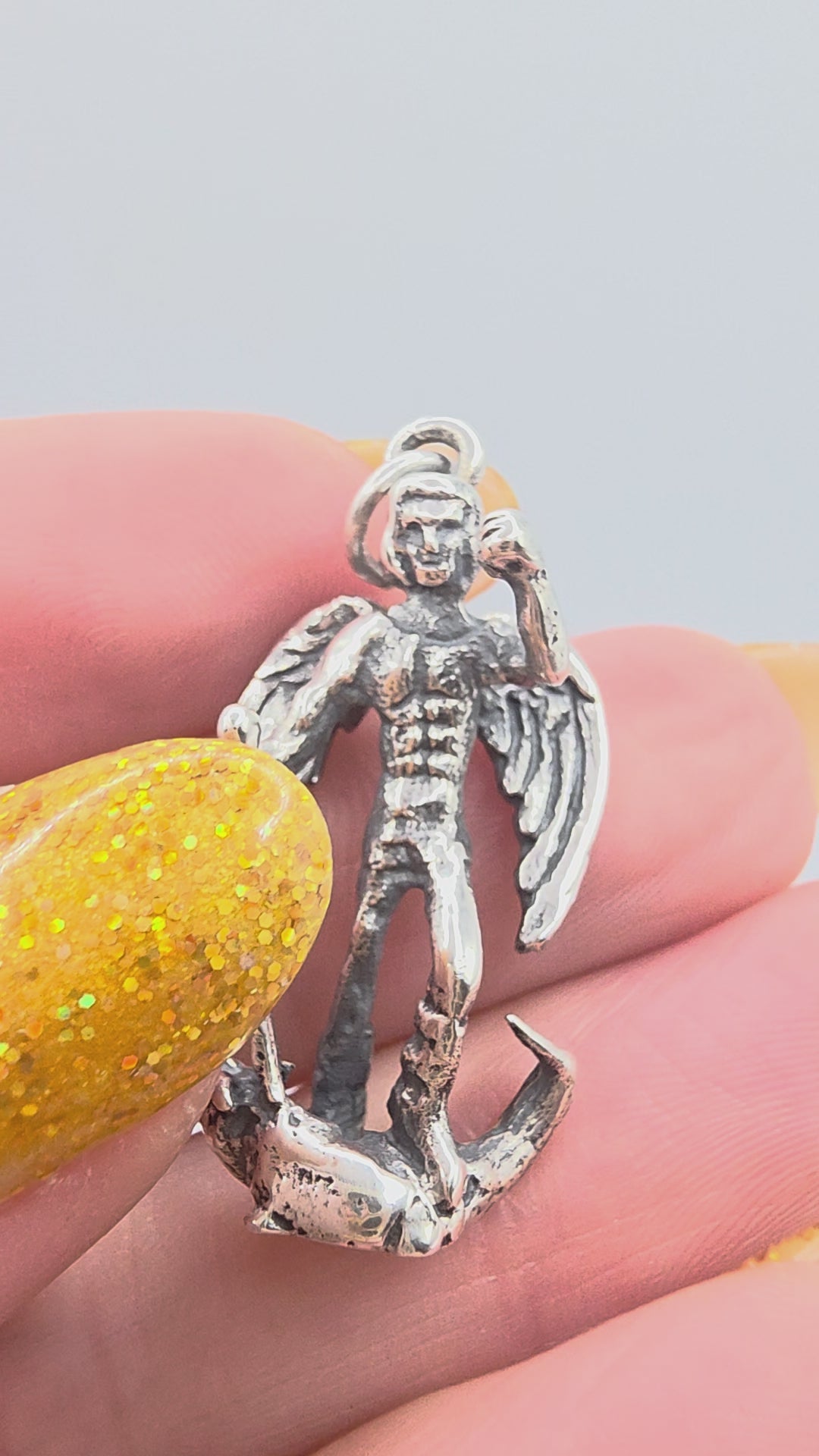 RARE RETIRED James Avery Sterling Silver Archangel Saint Michael Pendant Charm