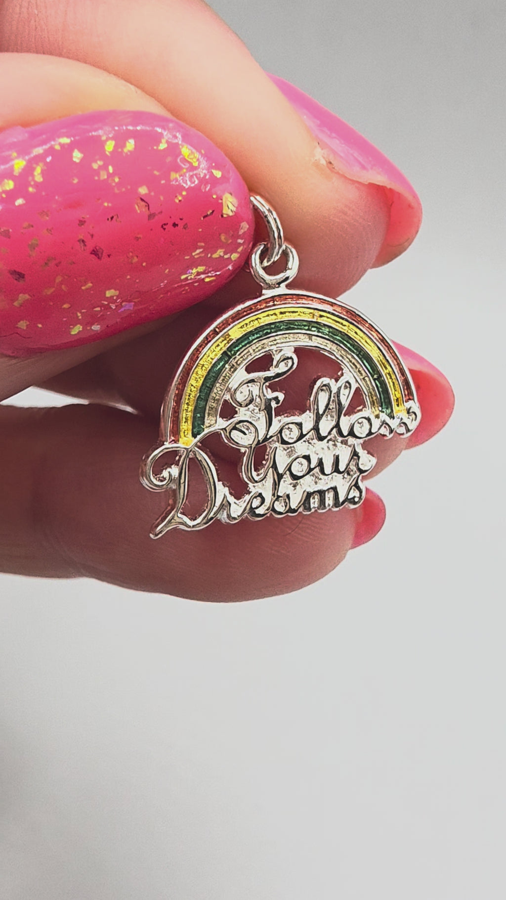 925 Sterling Silver Follow Your Dreams Rainbow Charm Pendant