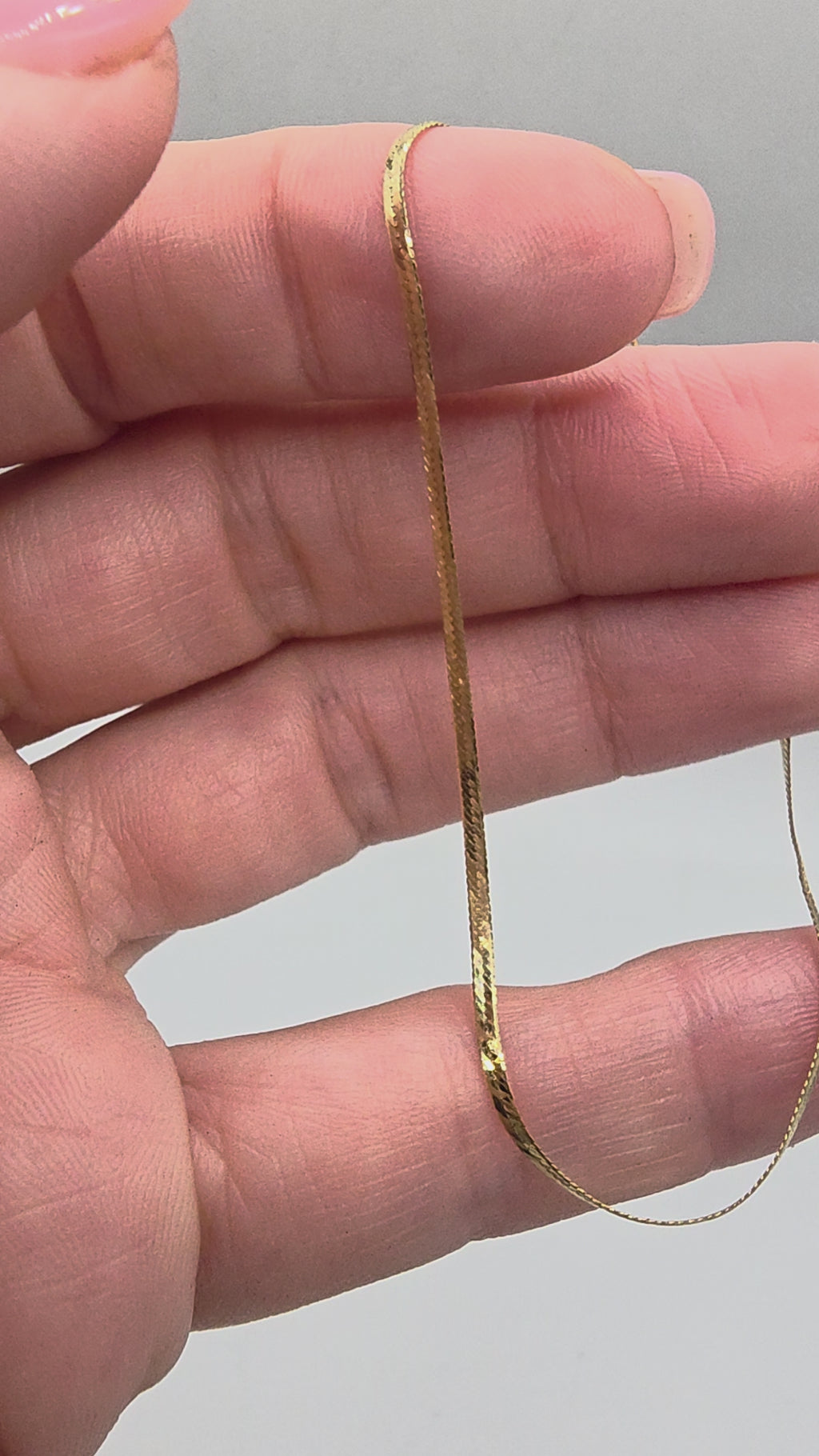 Solid 14K Yellow Gold Herringbone Chain Bracelet ITALY 7.25 Inch 2mm