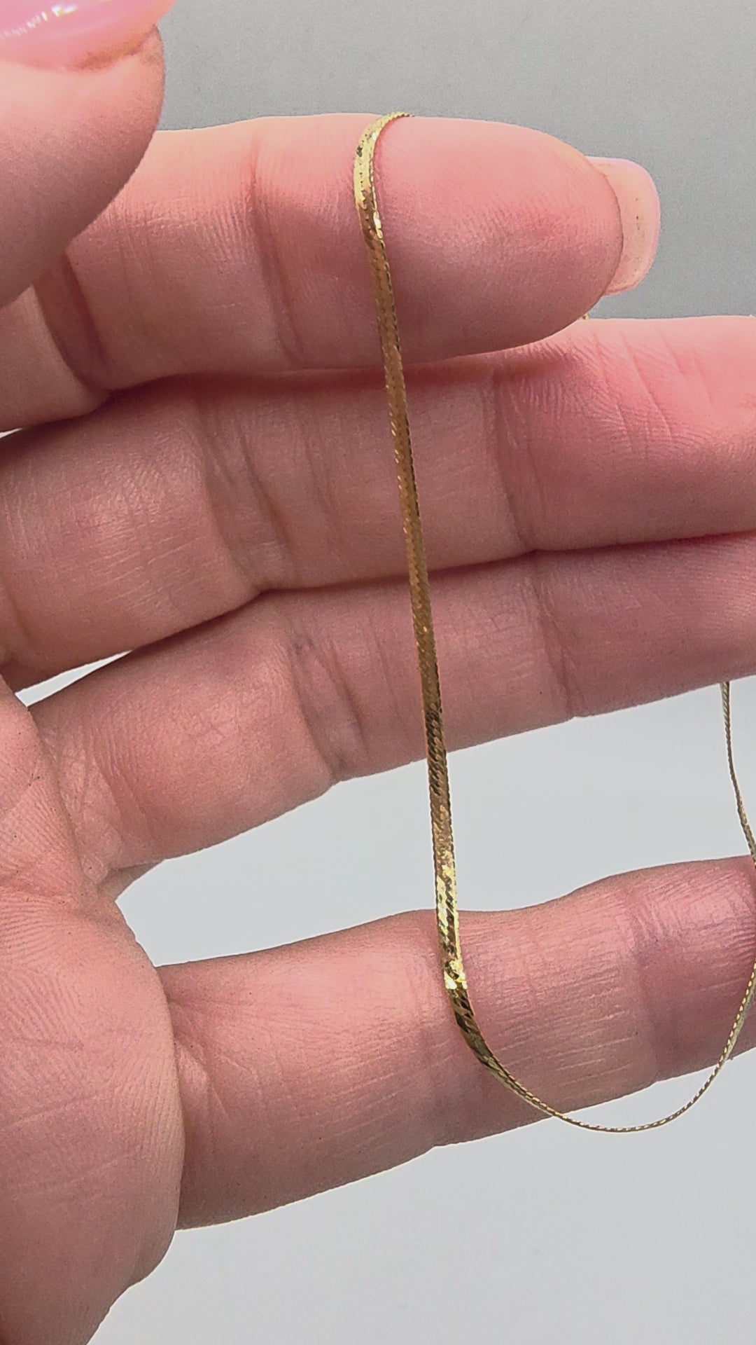 Solid 14K Yellow Gold Herringbone Chain Bracelet ITALY 7.25 Inch 2mm