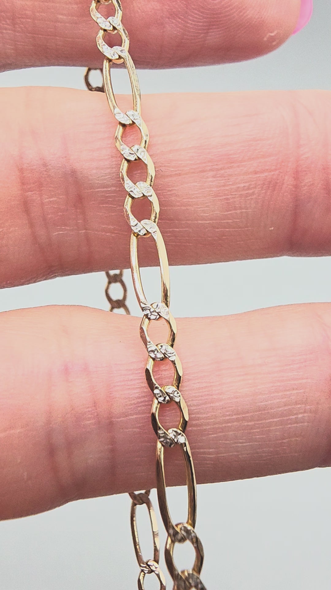 PGDA Solid 10K Yellow Gold Figaro Link Bracelet -  8.25 Inch - 3mm - ITALY