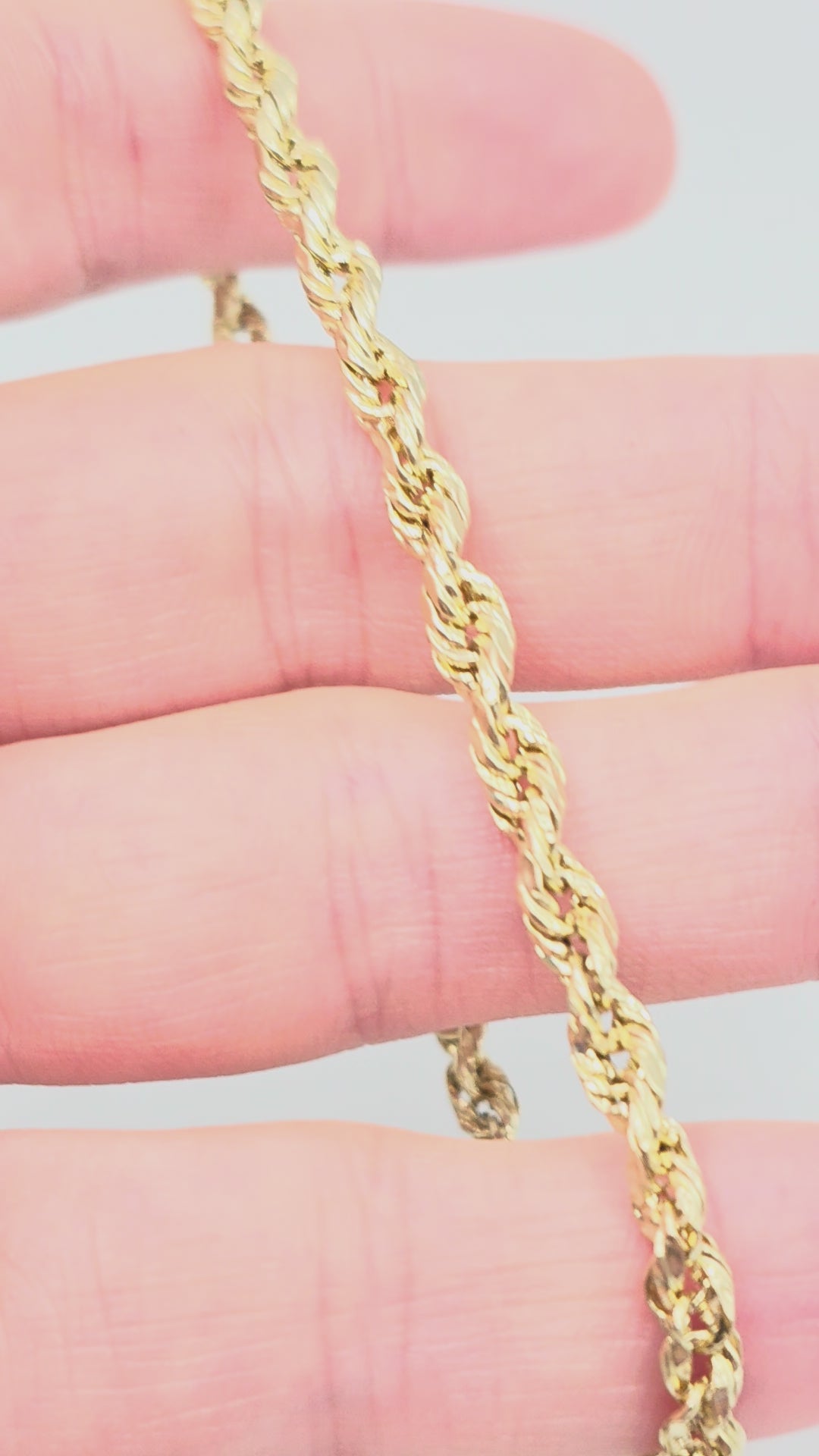 Solid 10K Yellow Gold Rope Chain Bracelet 8.25 Inches