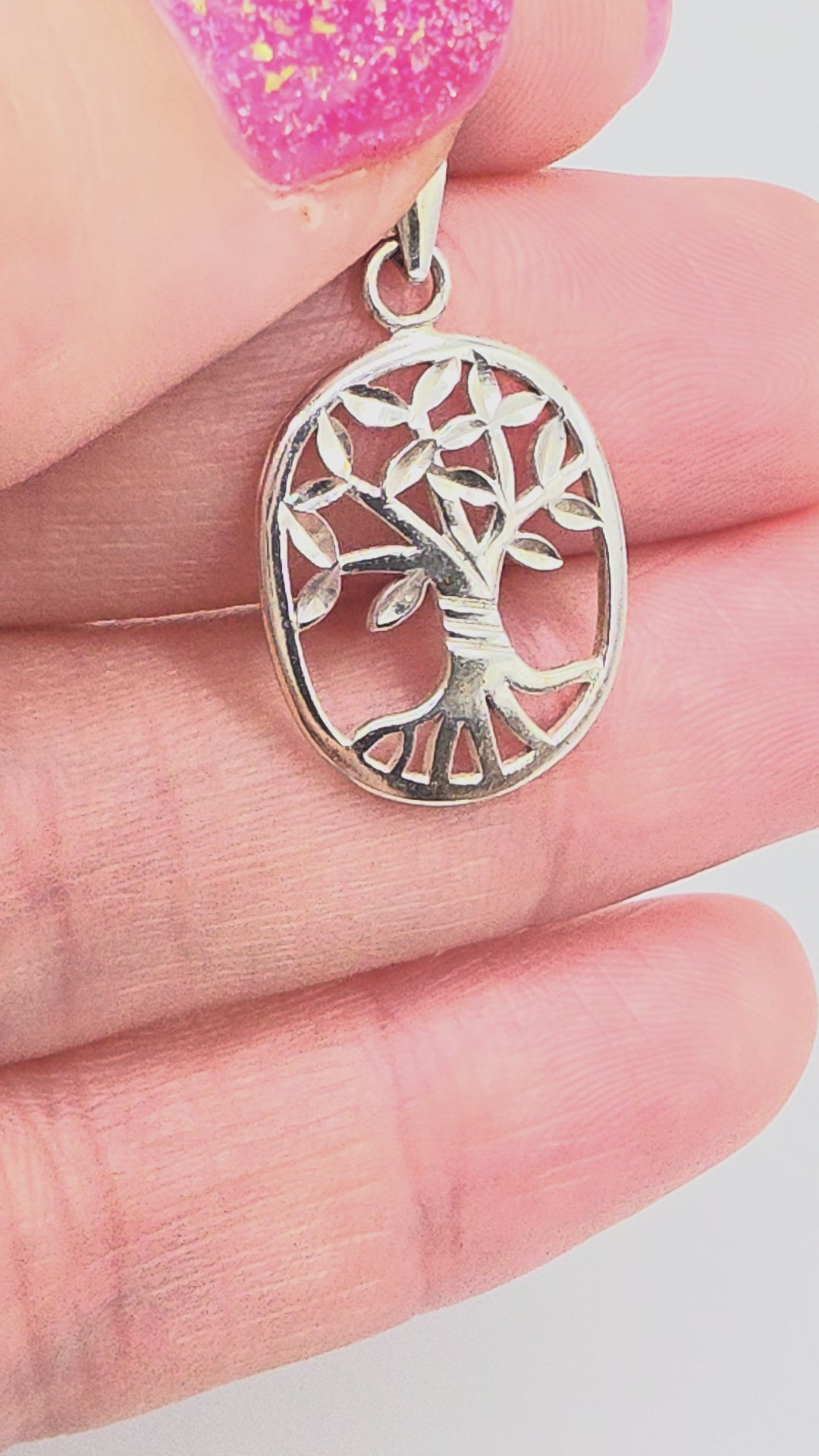 Solid 925 Sterling Silver Tree of Life Pendant Necklace – 18 Inch