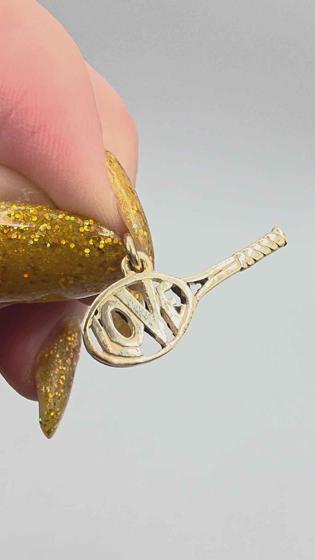 RETIRED James Avery 14K Gold Love Tennis Racket Sport Charm Pendant - HTF Rare