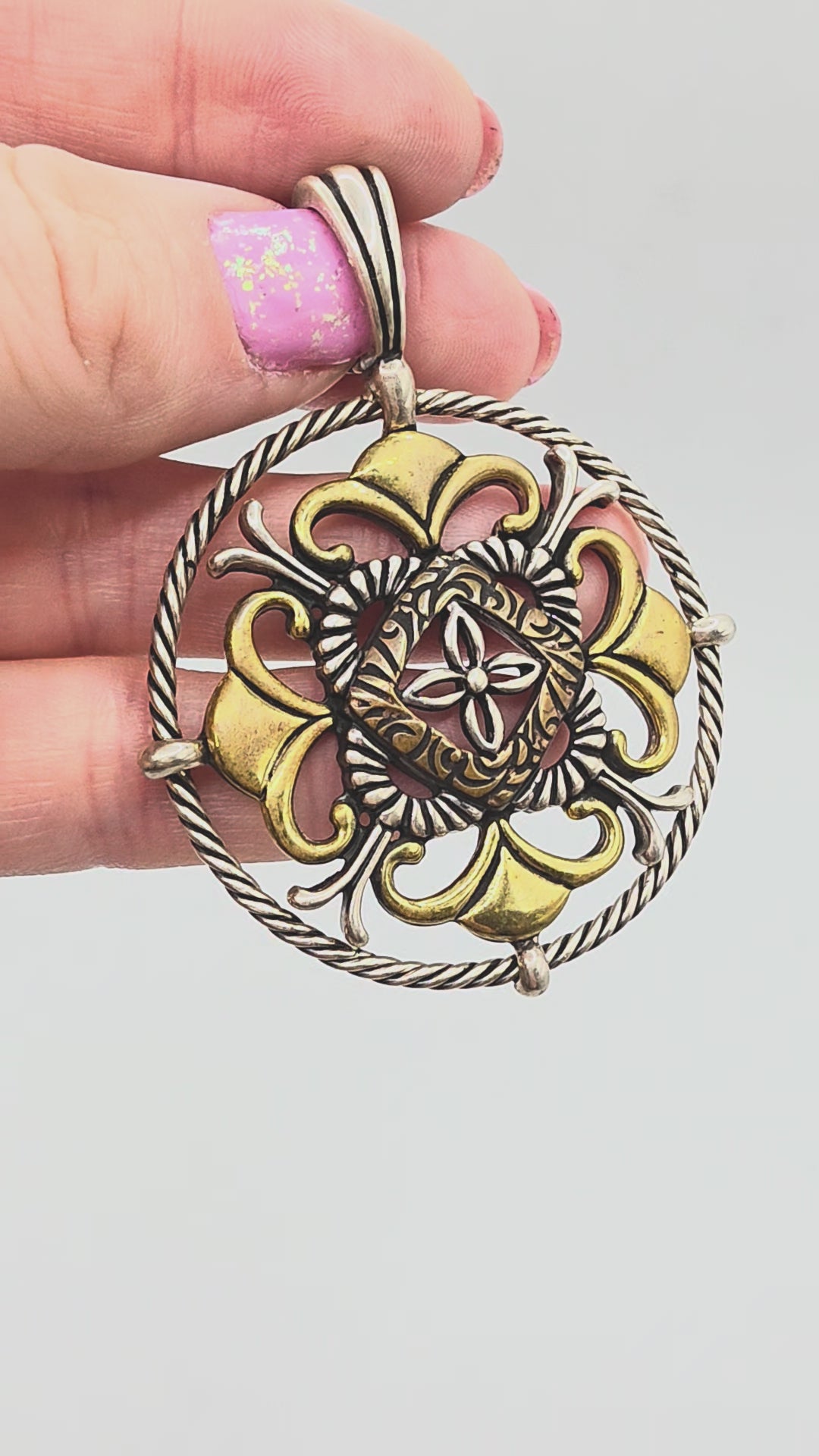 Carolyn Pollack 925 Sterling Silver Brass Copper Relios Necklace Pendant