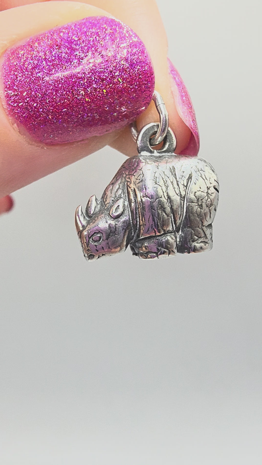 RETIRED James Avery 3D Rhino 925 Sterling Silver Wildlife Animal Charm Pendant