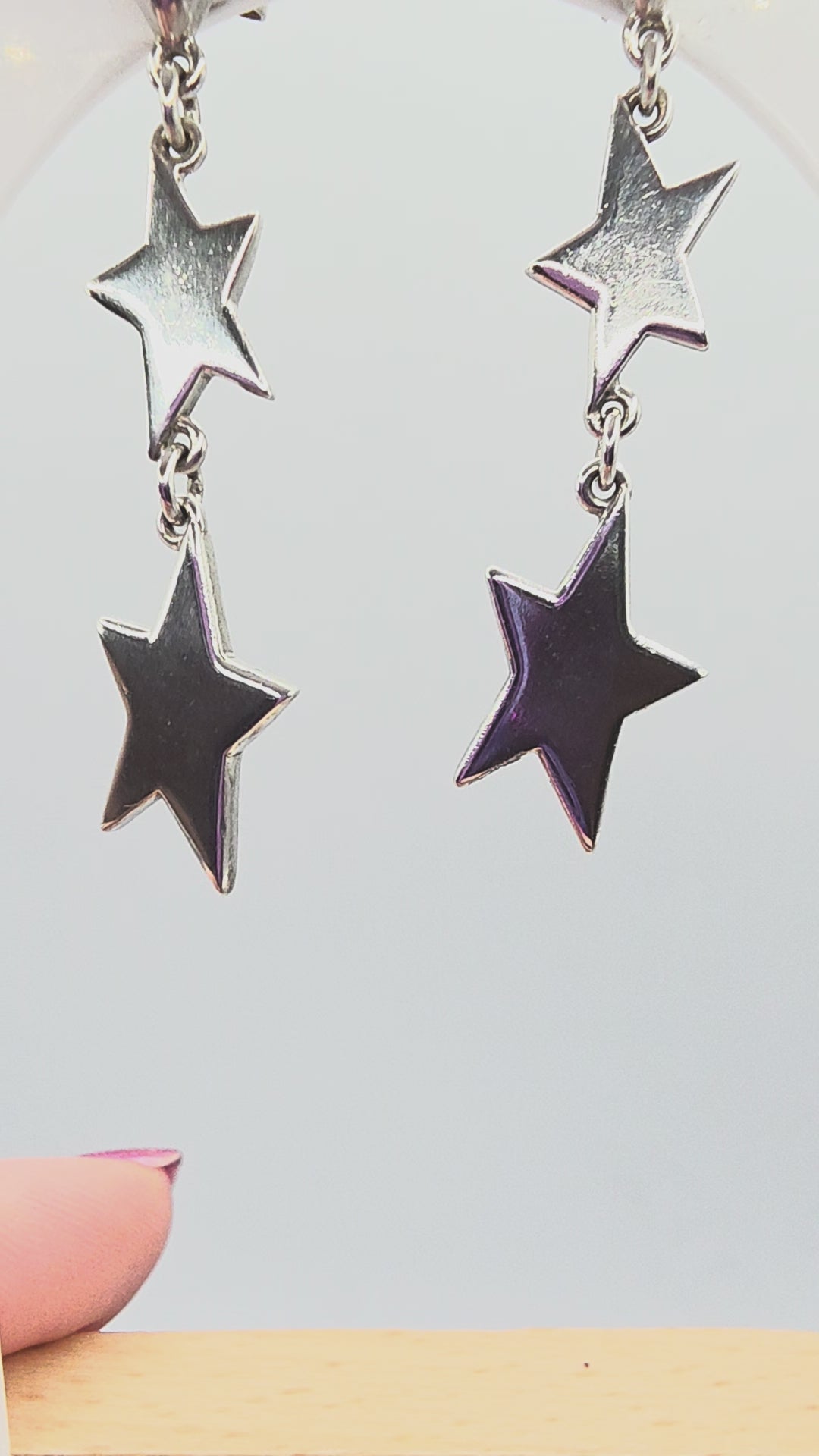 RETIRED James Avery Double Star Sterling Silver Dangle Earrings - RARE HTF