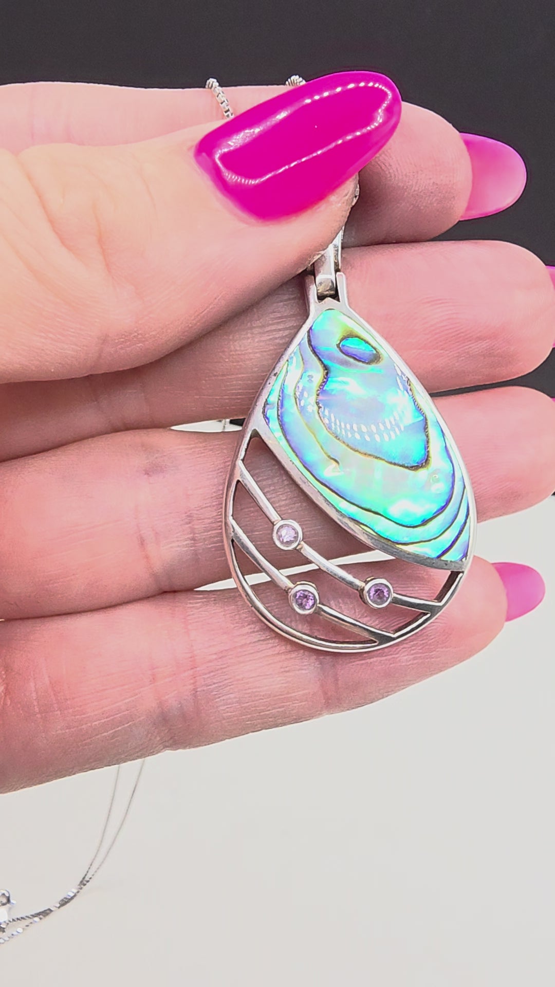 Mother of Pearl and Sterling Silver Pendant Necklace