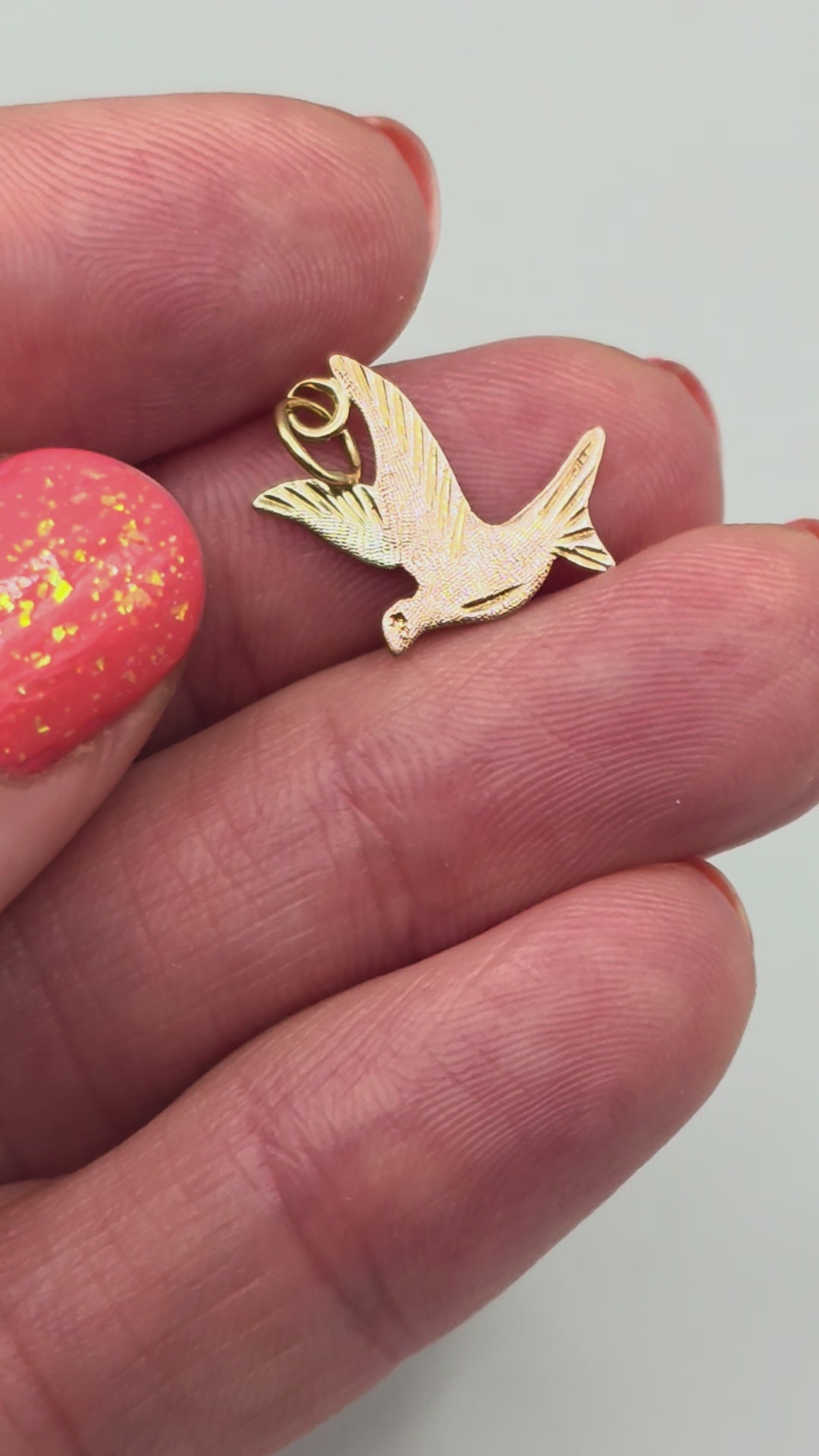 Solid Two-Tone 12K Gold Dove Necklace Pendant