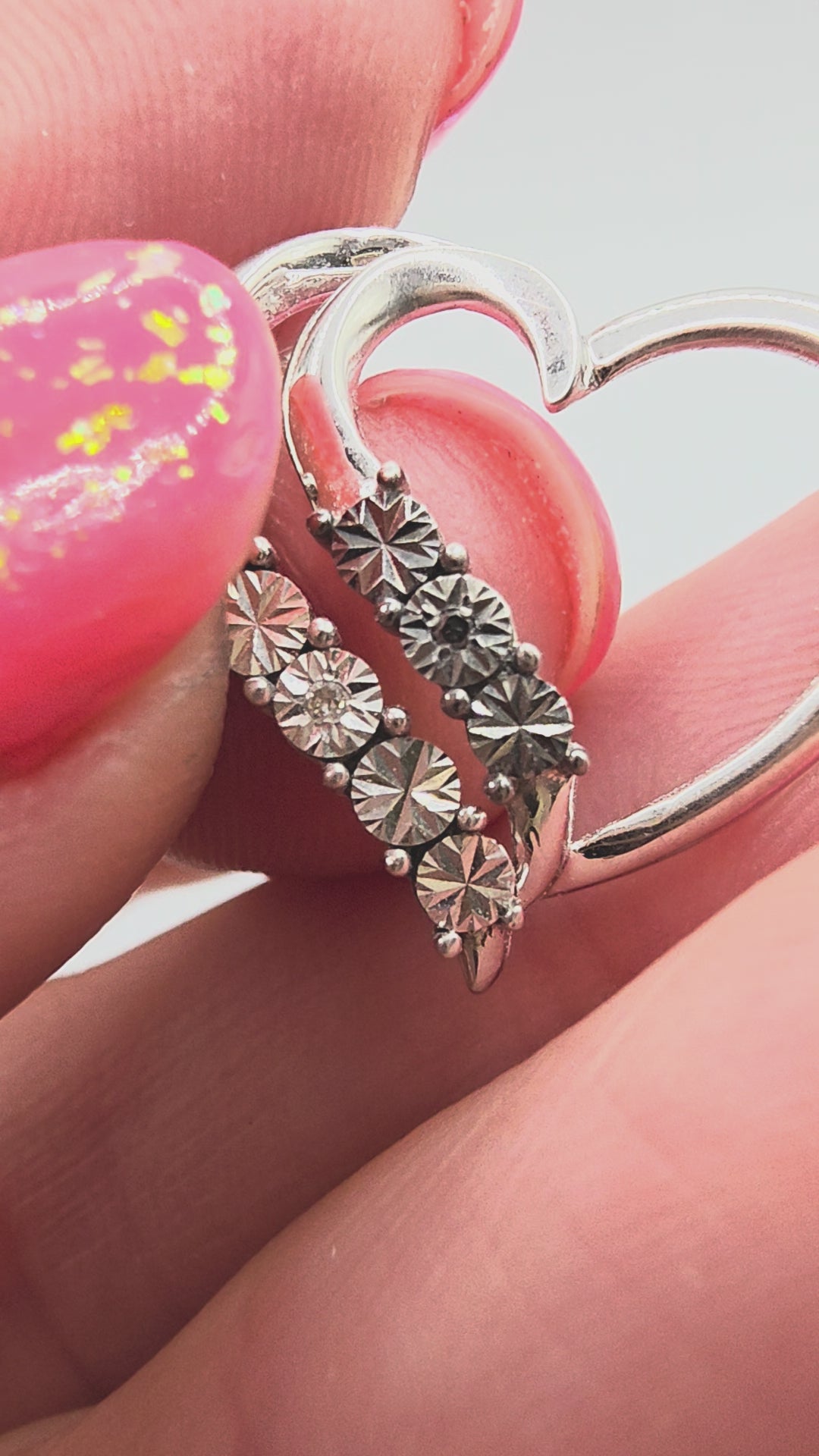 Regina Lane 925 Sterling Silver Heart Necklace Pendant with Diamond Accents