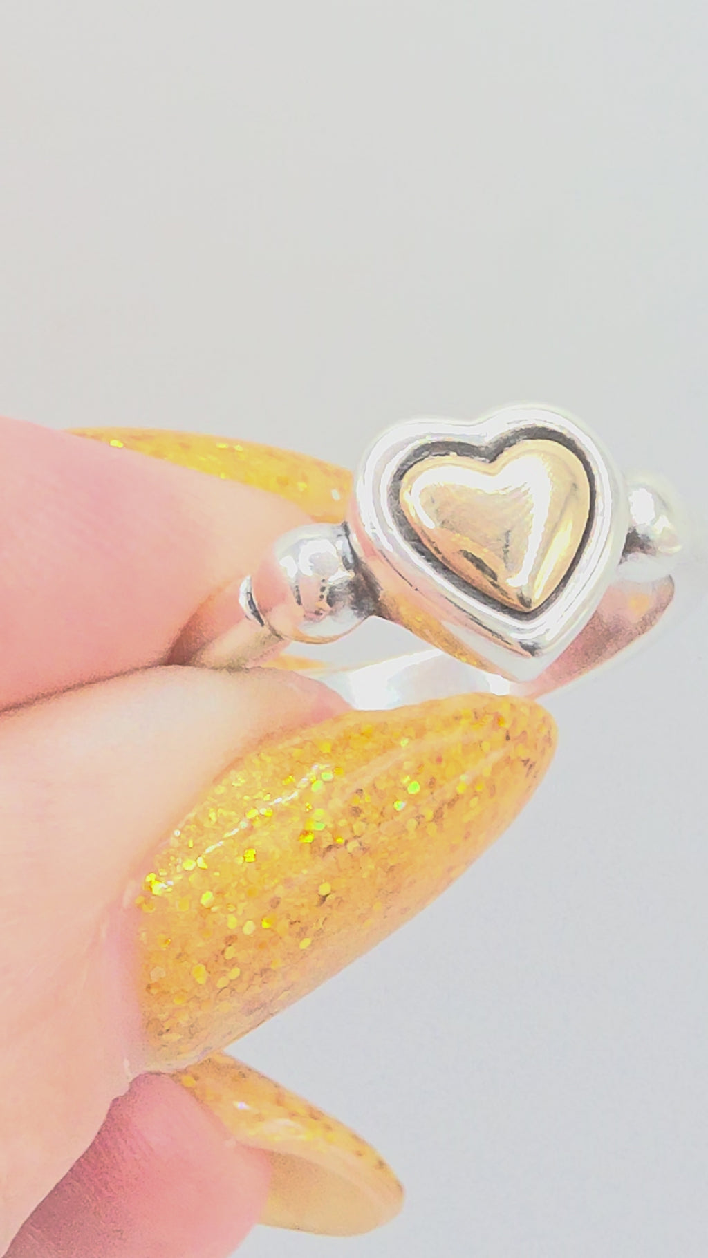 RETIRED James Avery True Love 14K Gold Heart Sterling Silver Ring - Size 6