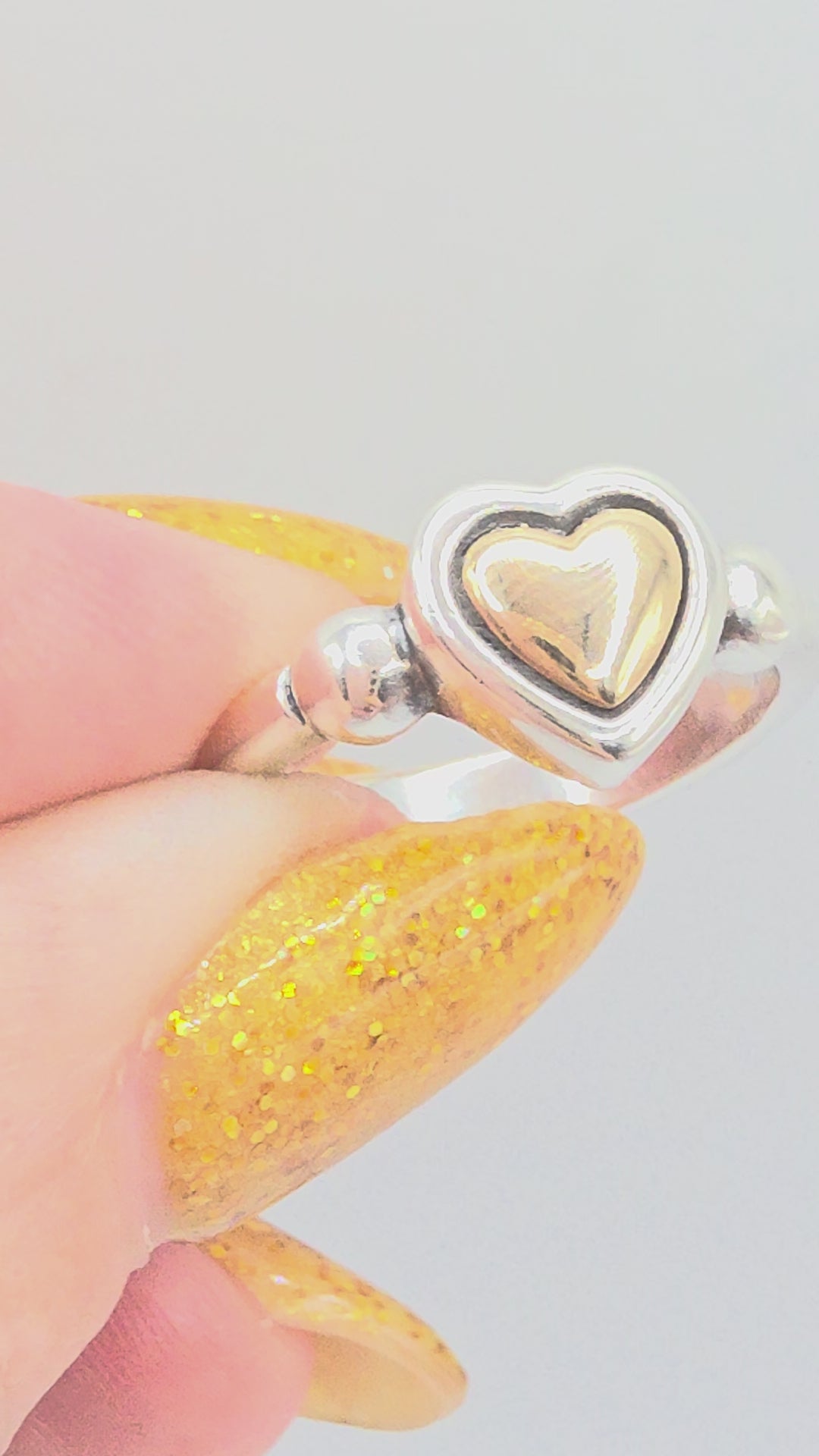 RETIRED James Avery True Love 14K Gold Heart Sterling Silver Ring - Size 6