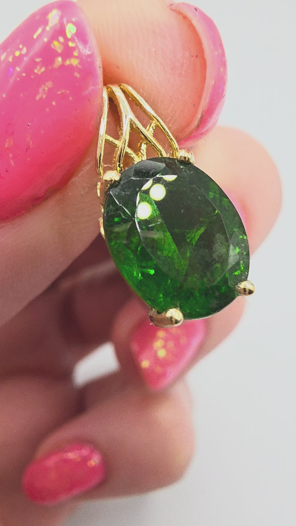 Fuzion Creations Gold Vermeil over 925 Sterling Silver Emerald Necklace Pendant