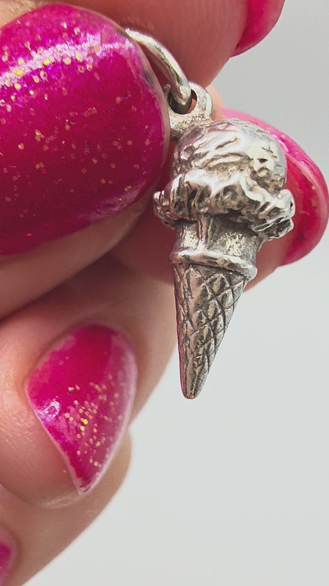 James Avery Sterling Silver 3D Ice Cream Cone Charm Pendant - RETIRED