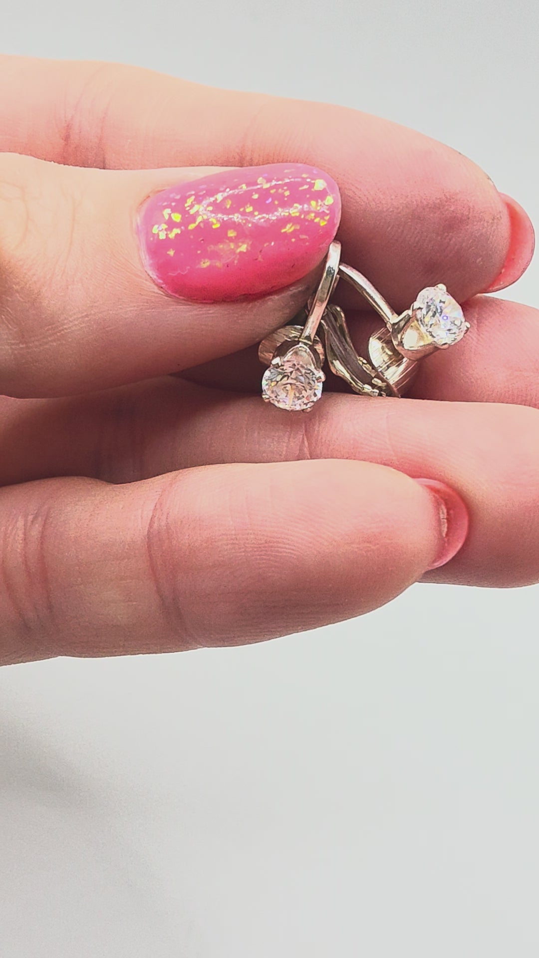 925 Sterling Silver Leverback Earrings with Round Cubic Zirconia