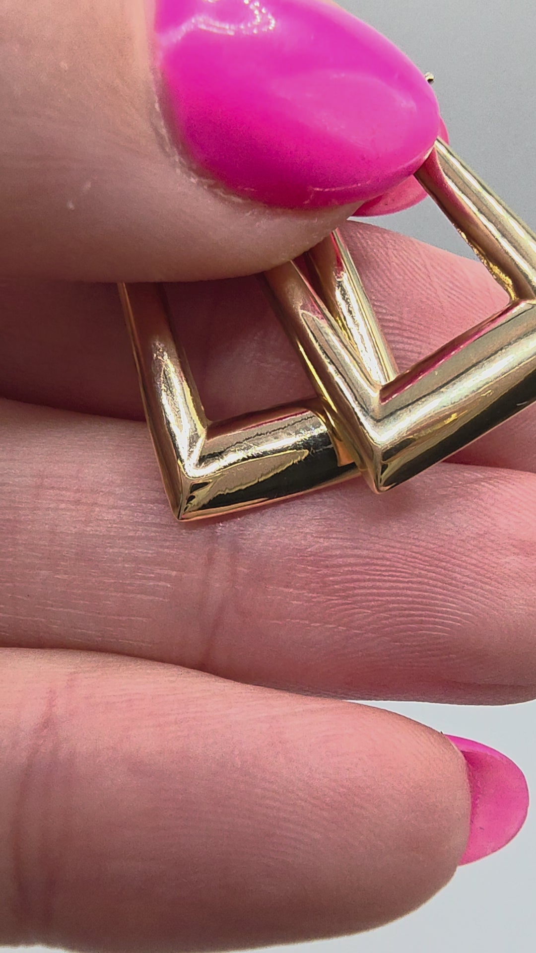 Solid 14K Yellow Gold Rectangular Hoop Earrings with Hinged Snap Bar Closures