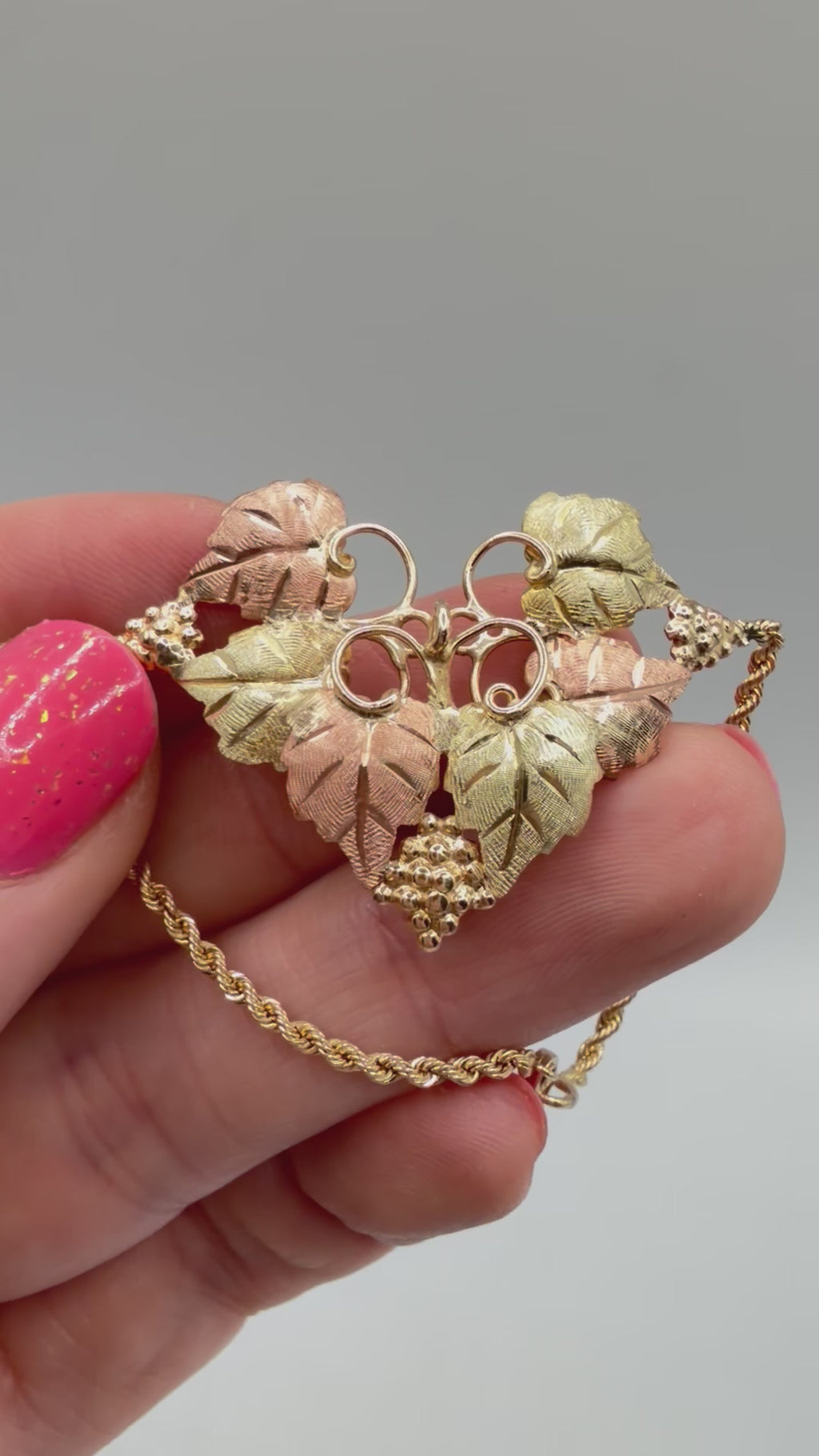 Black Hills Solid 12K Gold Bracelet with Multi-Color Leaves 5.25 Inches