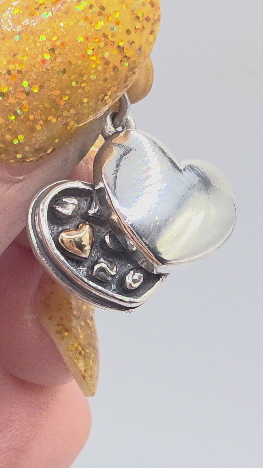 Retired James Avery Sterling Silver & 14K Box of Chocolates Heart Charm Pendant