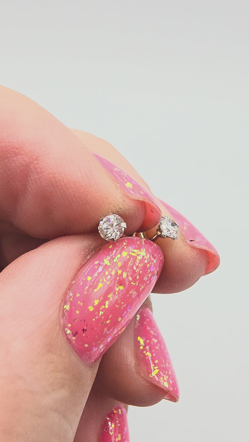 Solid 14K Two-Tone Gold Petite CZ Stud Earrings