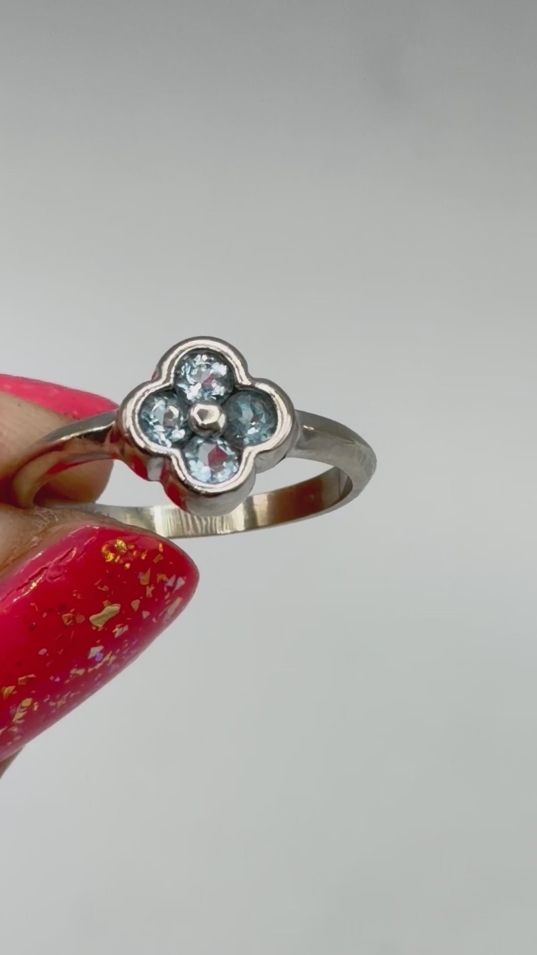 Solid 14K White Gold Blue Spinel Ring – Size 6
