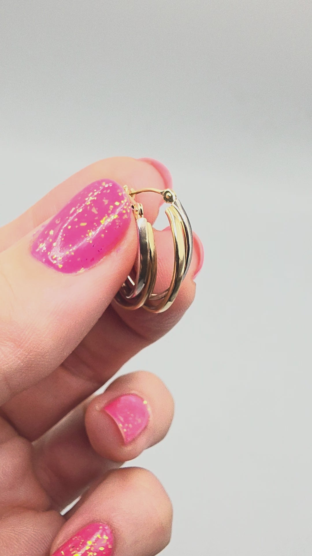 Solid 14K Two-Tone Double Hoop Earrings