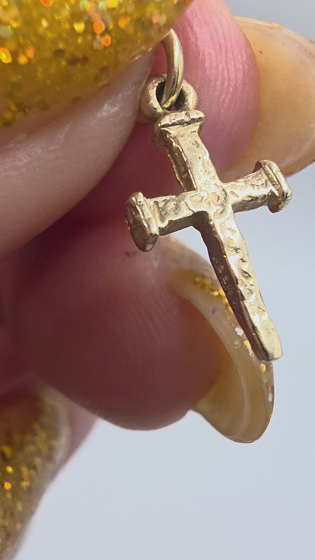 Retired James Avery Solid 14K Gold Small Nail Cross Charm 1/2 Inch Rare Uncut