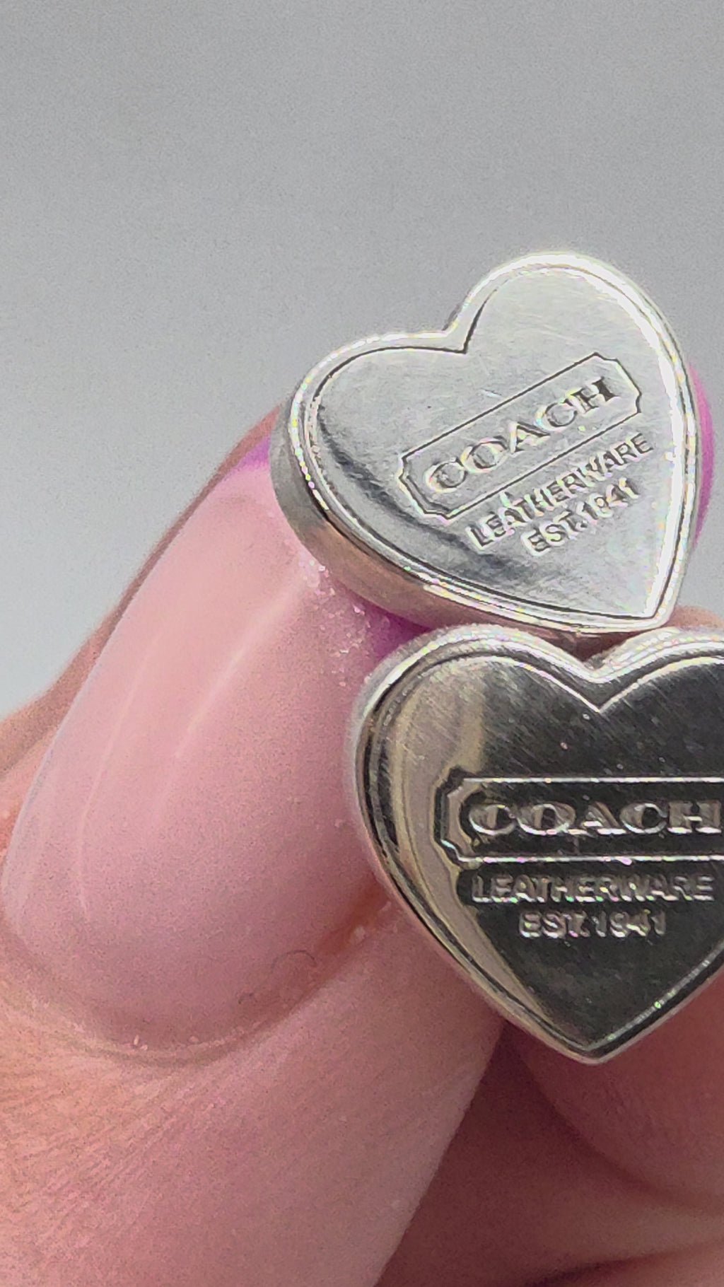 Authentic Rare Vintage Coach Heart Stud Earrings 925 Sterling Silver