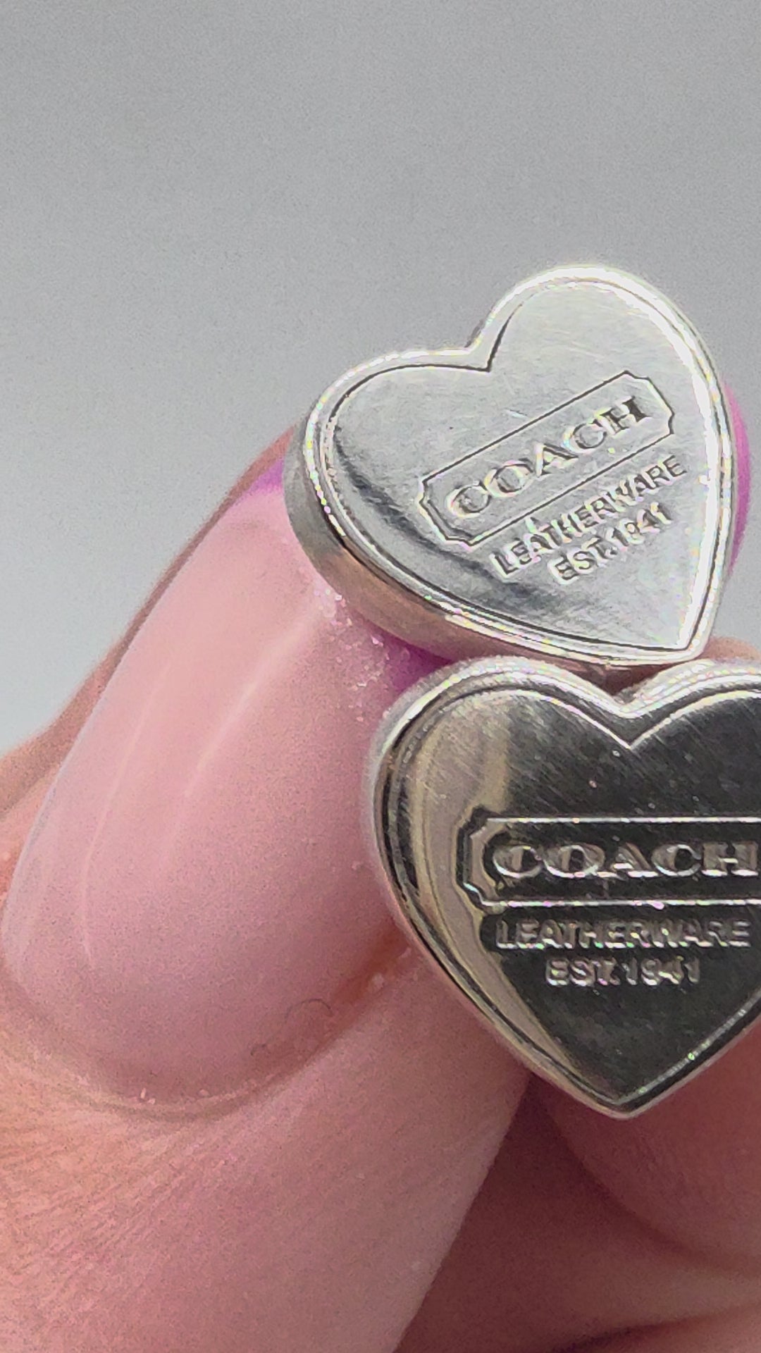 Authentic Rare Vintage Coach Heart Stud Earrings 925 Sterling Silver