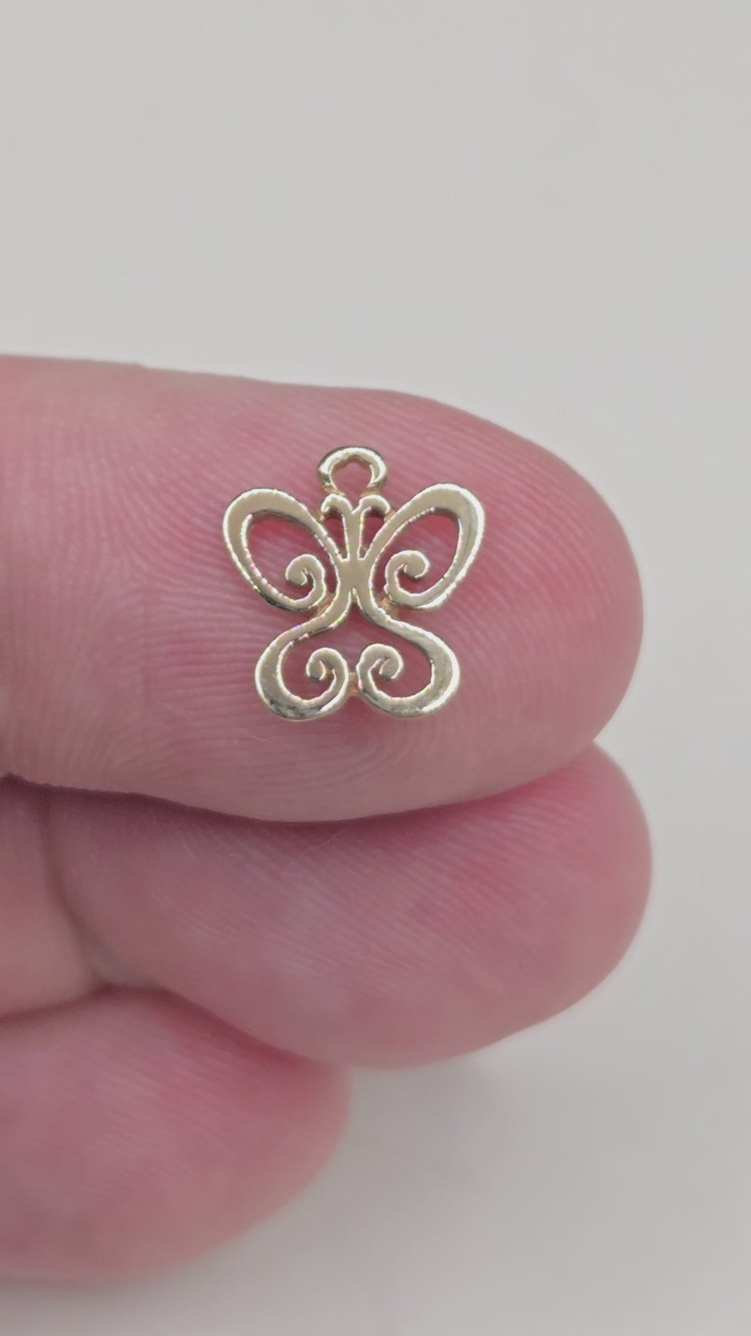 James Avery Solid 14K Yellow Gold Open Scroll Spring Butterfly Charm Pendant
