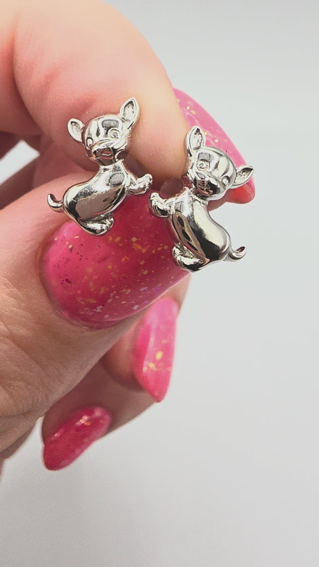 925 Sterling Silver Puppy Dog Stud Earrings - Silicone Backs