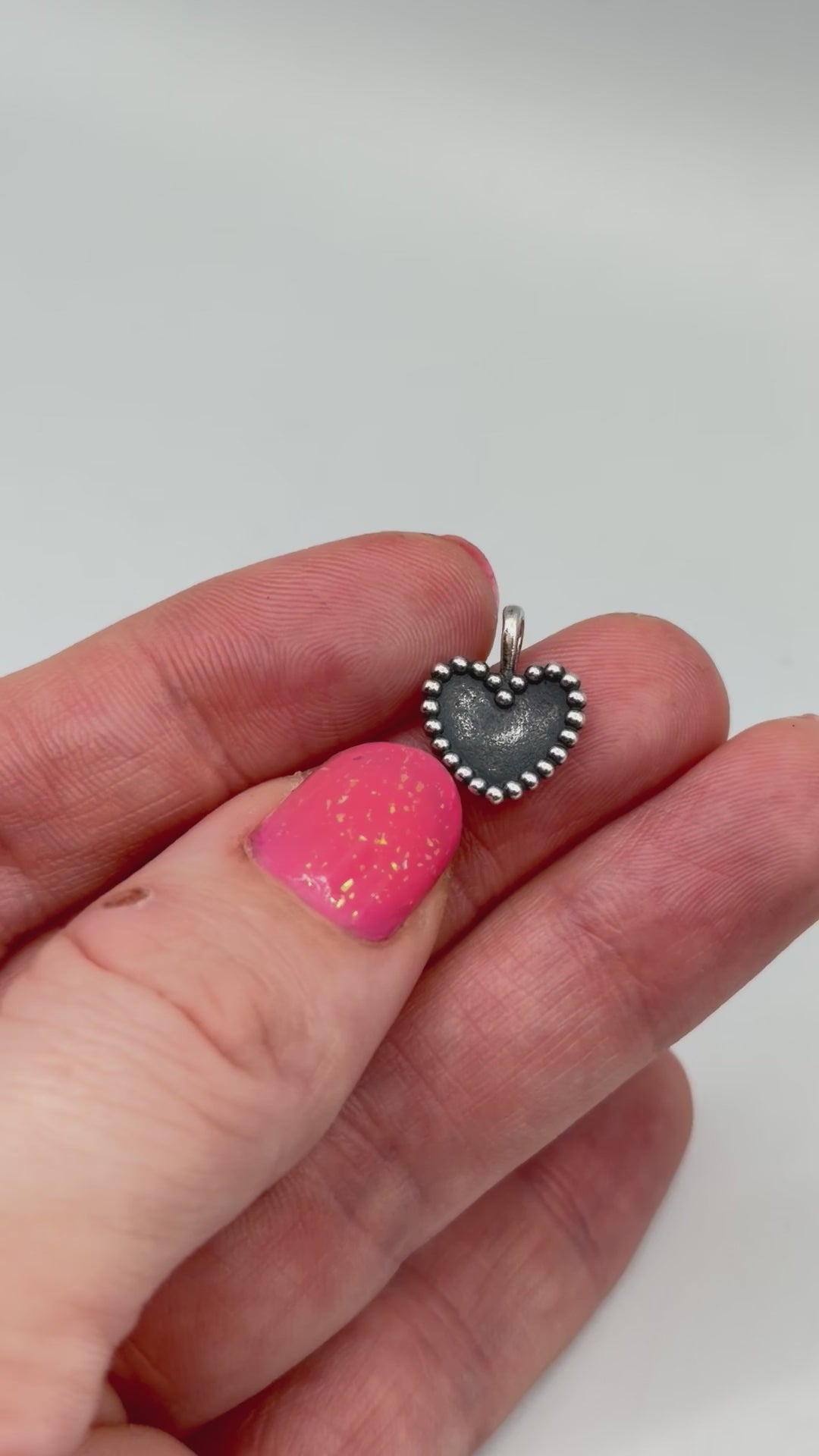 RETIRED James Avery 925 Sterling Silver Beaded Heart Pendant