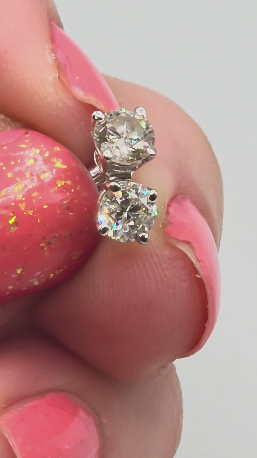 Solid 14K White Gold Diamond Stud Earrings