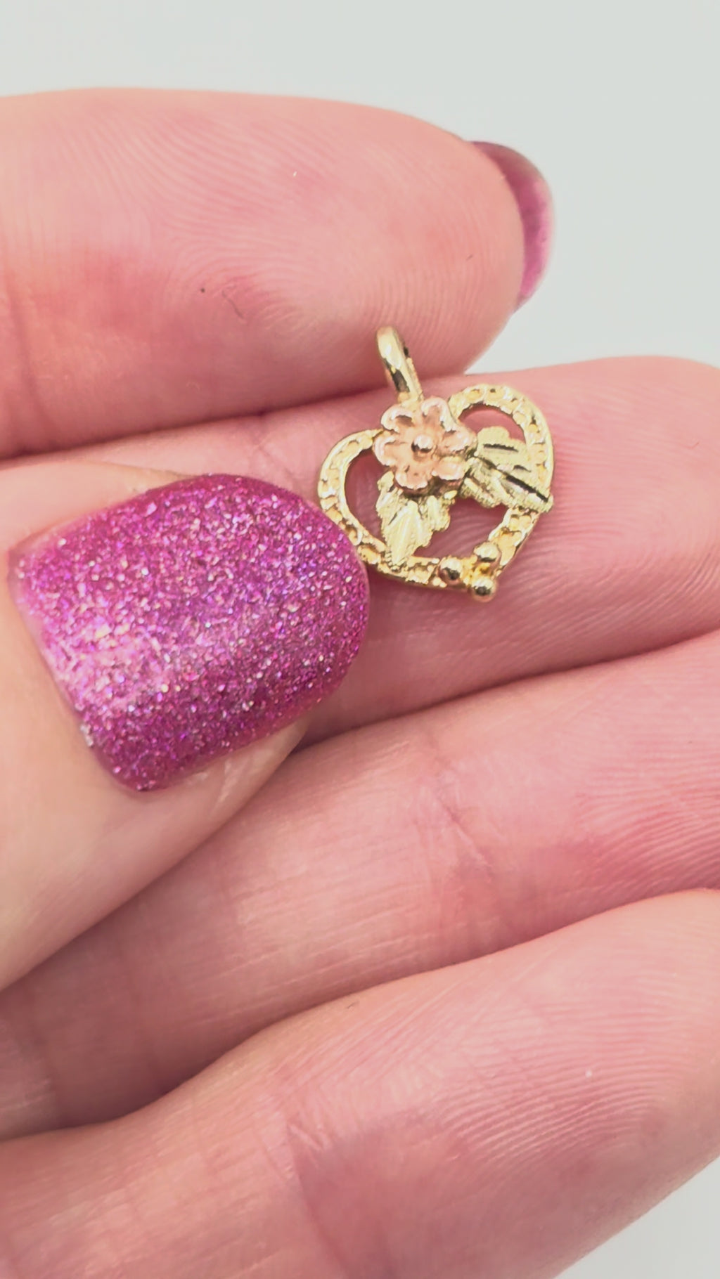 Black Hills Gold Solid 10K Tri-Color Floral Rose Flower Necklace Pendant