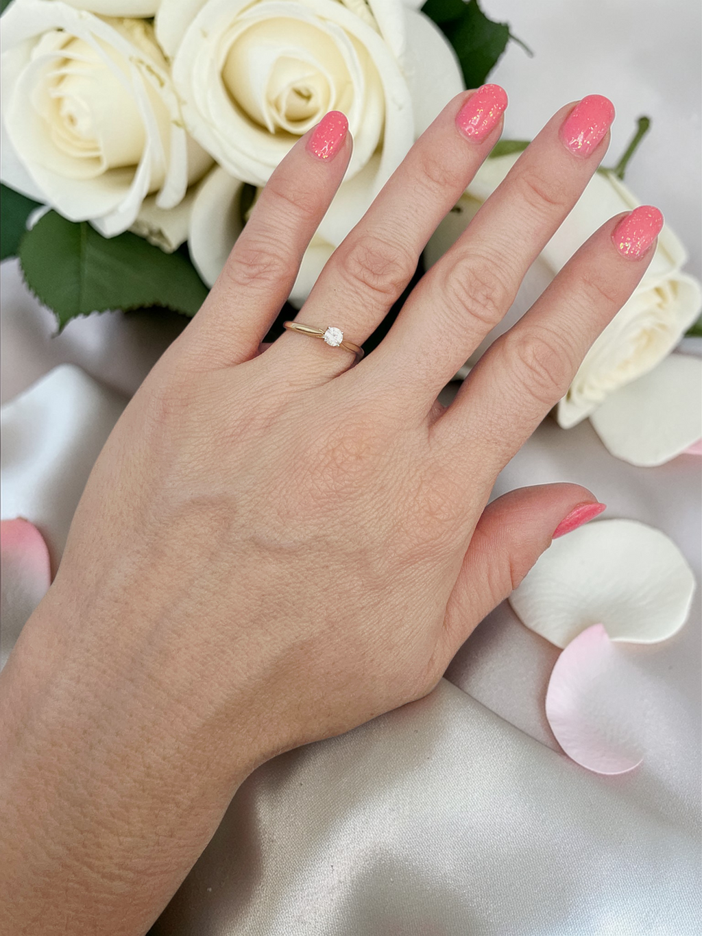 Solid 14K Gold .25 Carat Round Diamond Solitaire Engagement Ring - Size 7