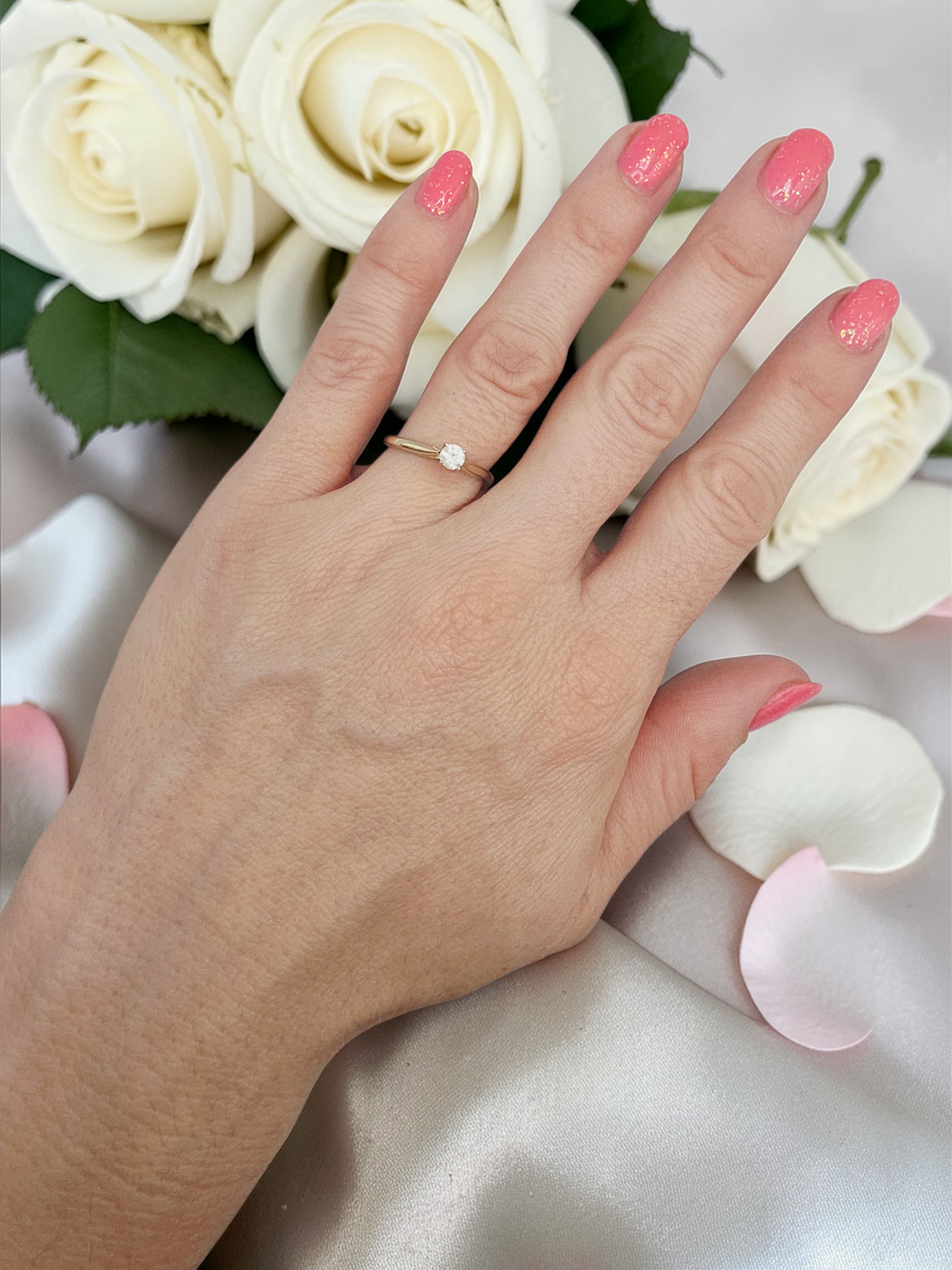 Solid 14K Gold .25 Carat Round Diamond Solitaire Engagement Ring - Size 7