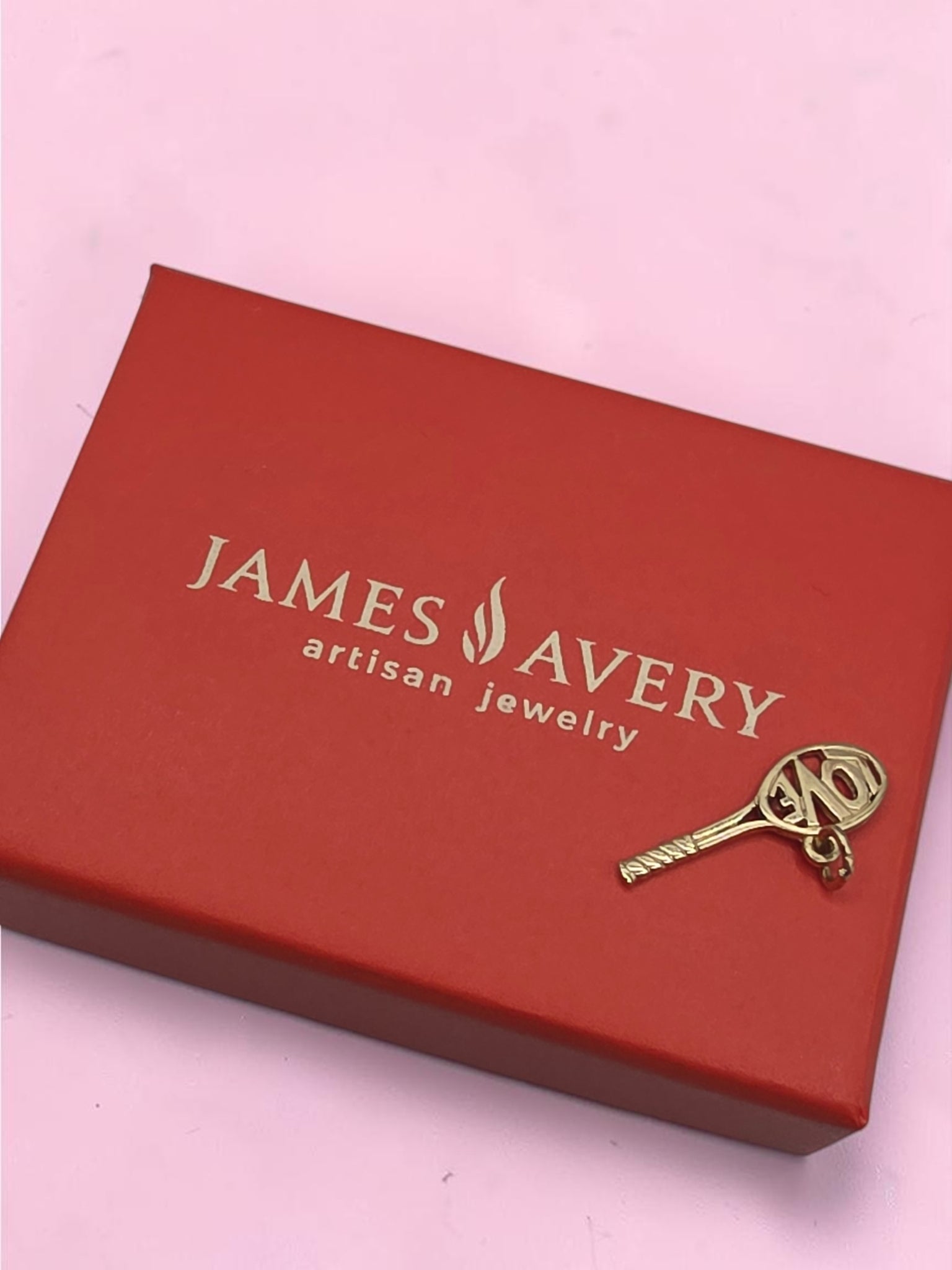 RETIRED James Avery 14K Gold Love Tennis Racket Sport Charm Pendant - HTF Rare