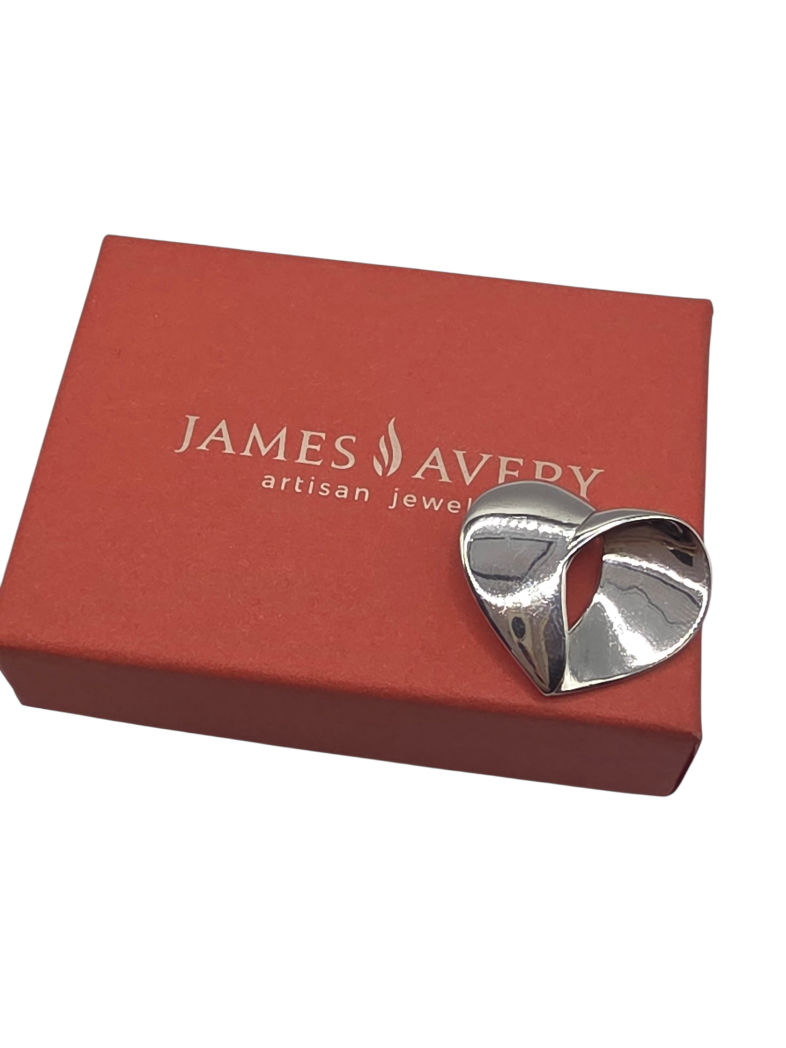 RETIRED James Avery Folded Open Heart Sterling Silver Necklace Pendant HTF